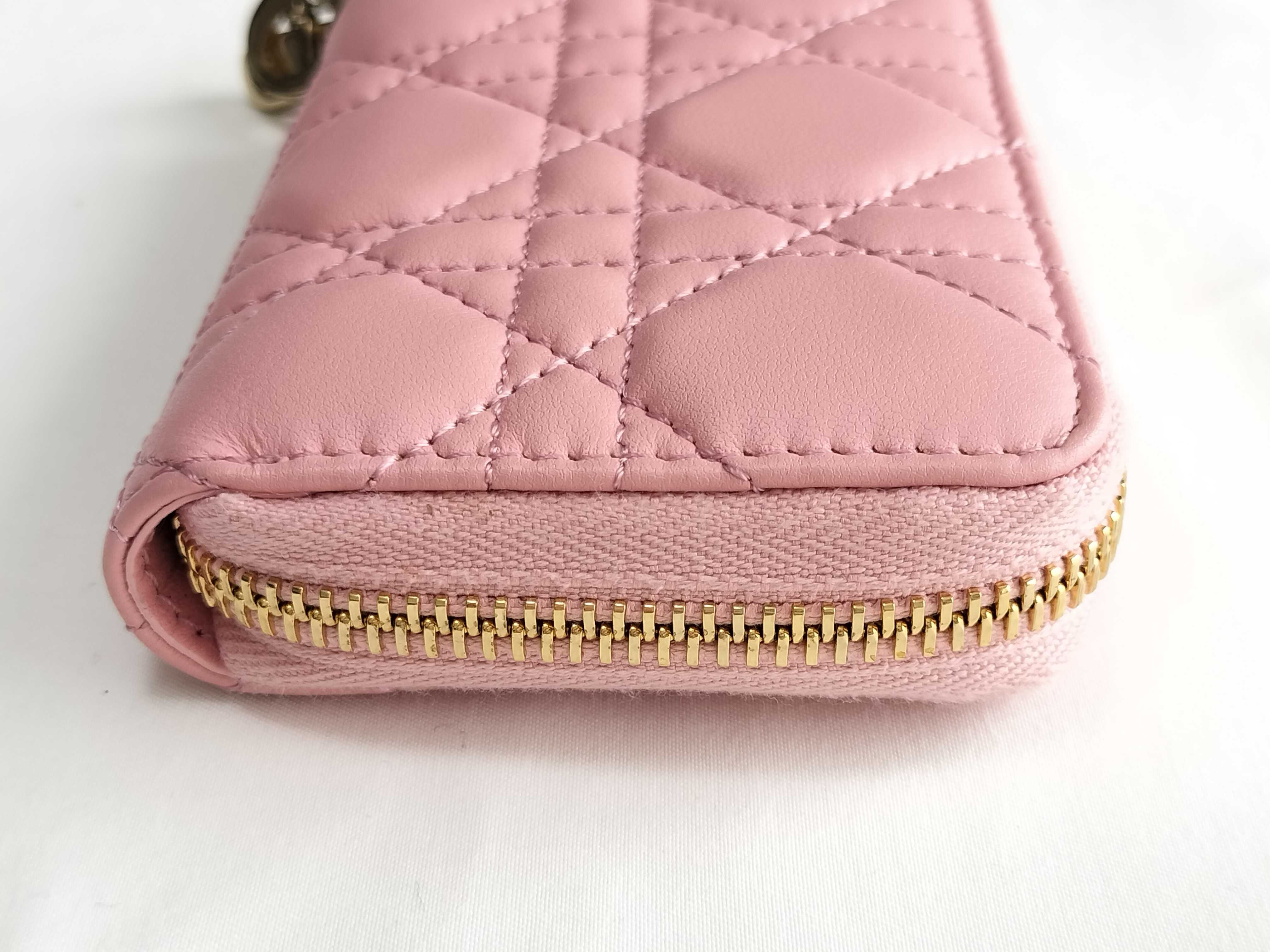 Cannage Round Zip Folding Wallet Pink — view 5