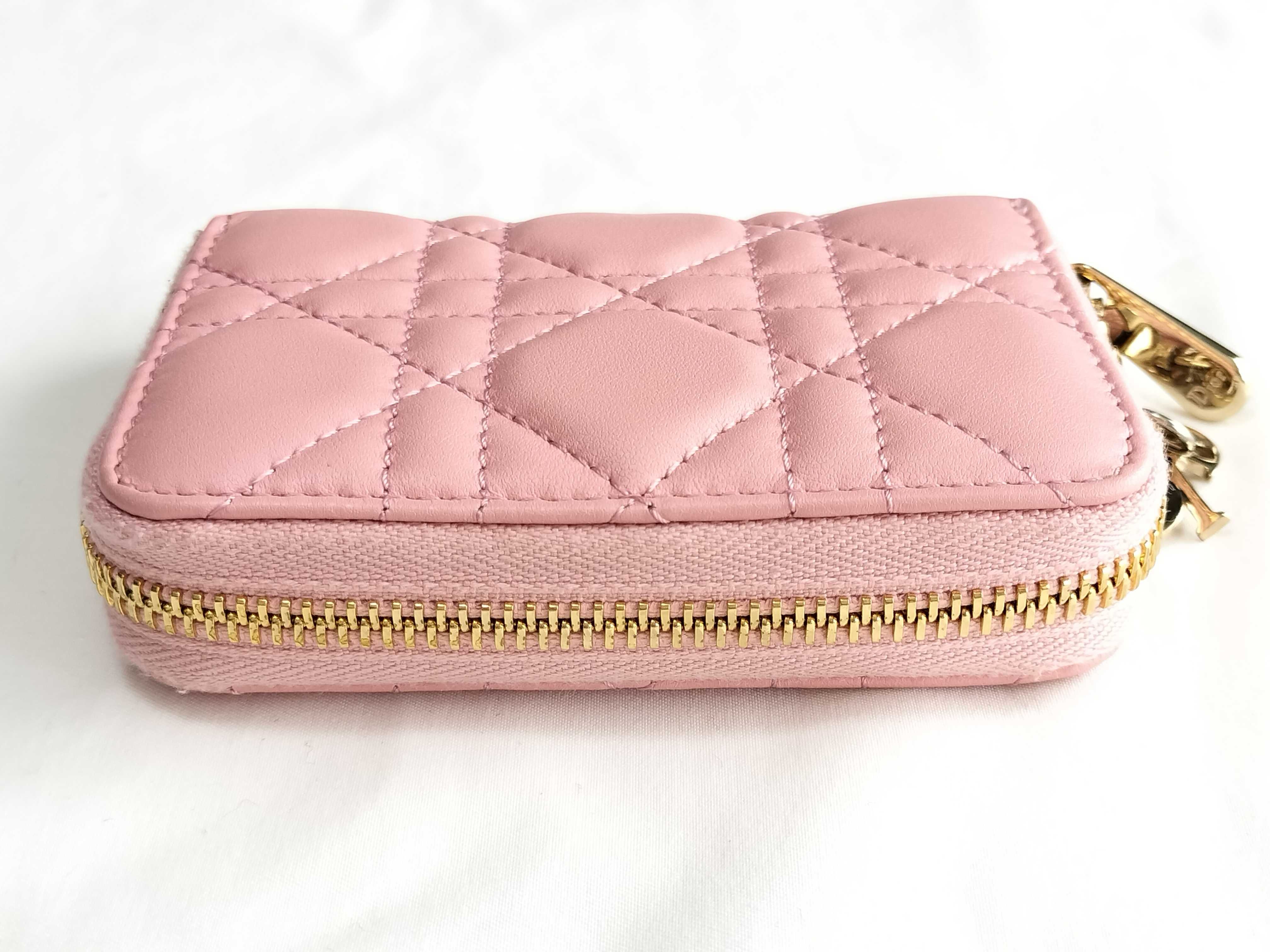 Cannage Round Zip Folding Wallet Pink — view 6