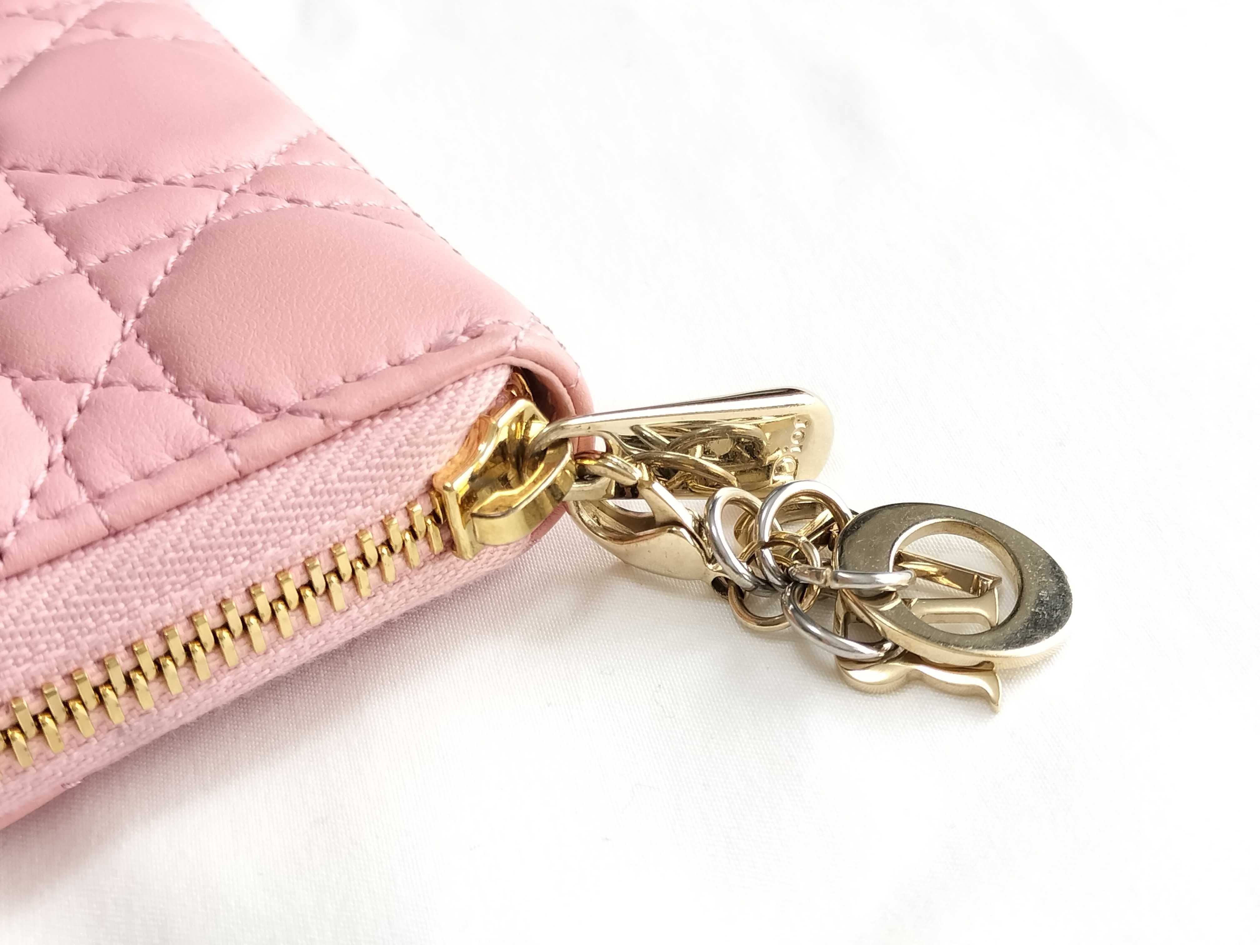 Cannage Round Zip Folding Wallet Pink — view 7
