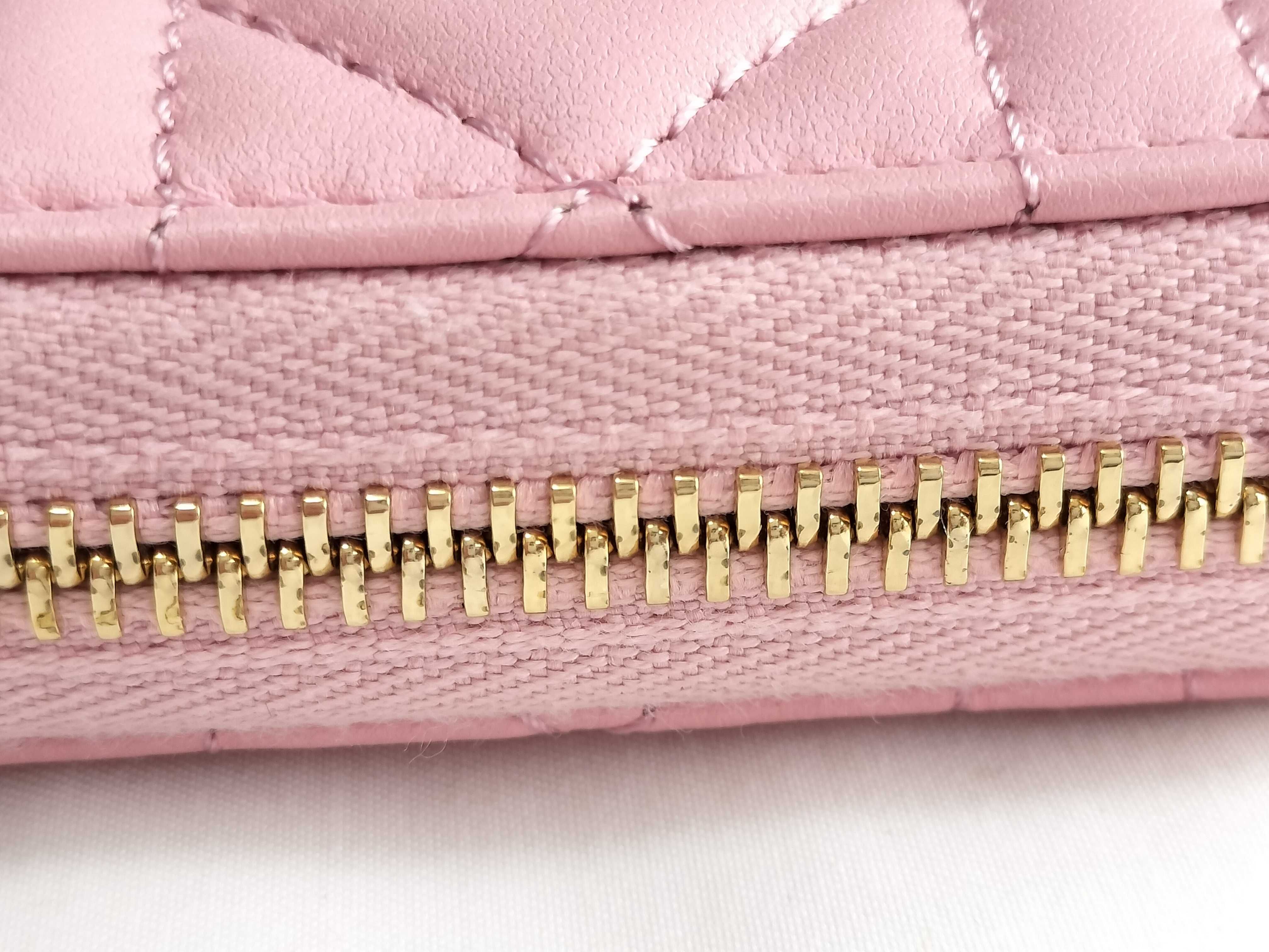 Cannage Round Zip Folding Wallet Pink — view 8