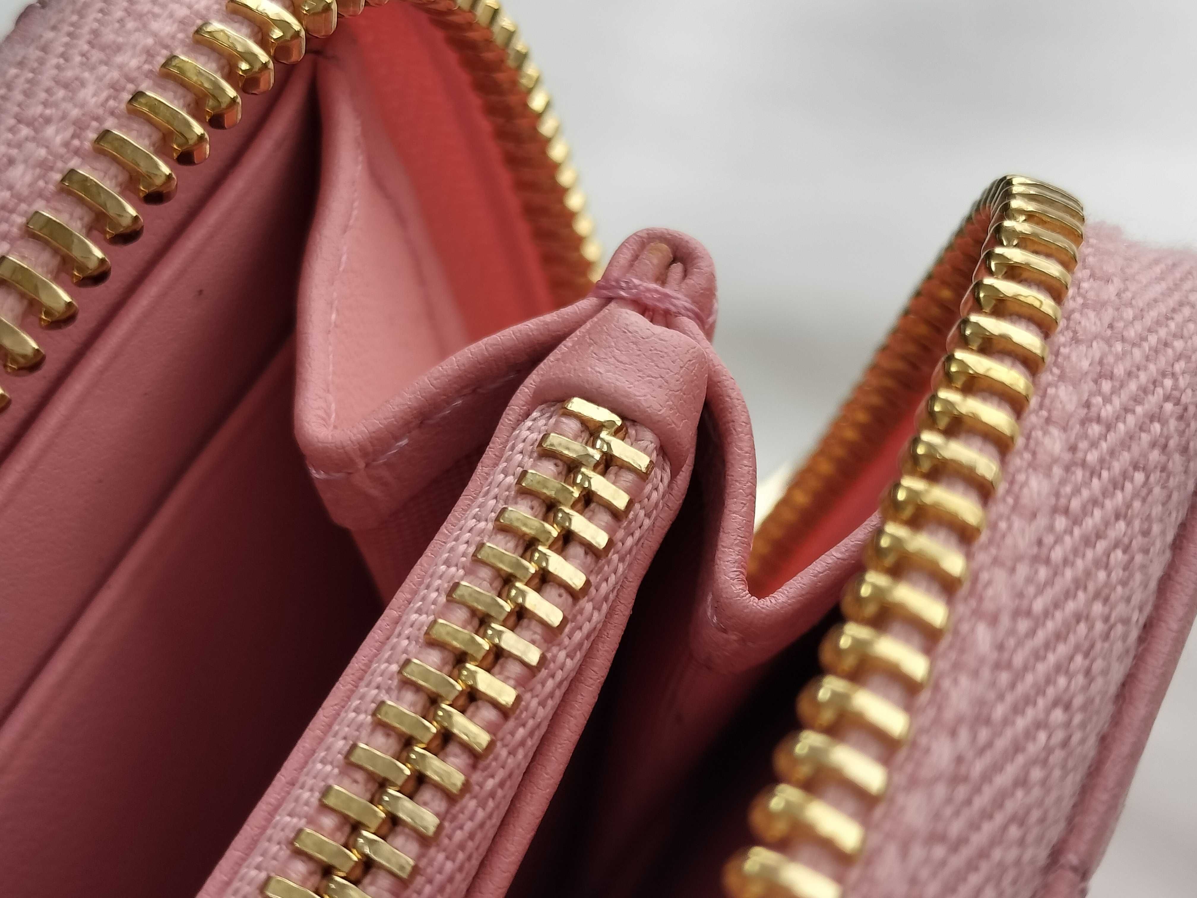 Cannage Round Zip Folding Wallet Pink — view 9