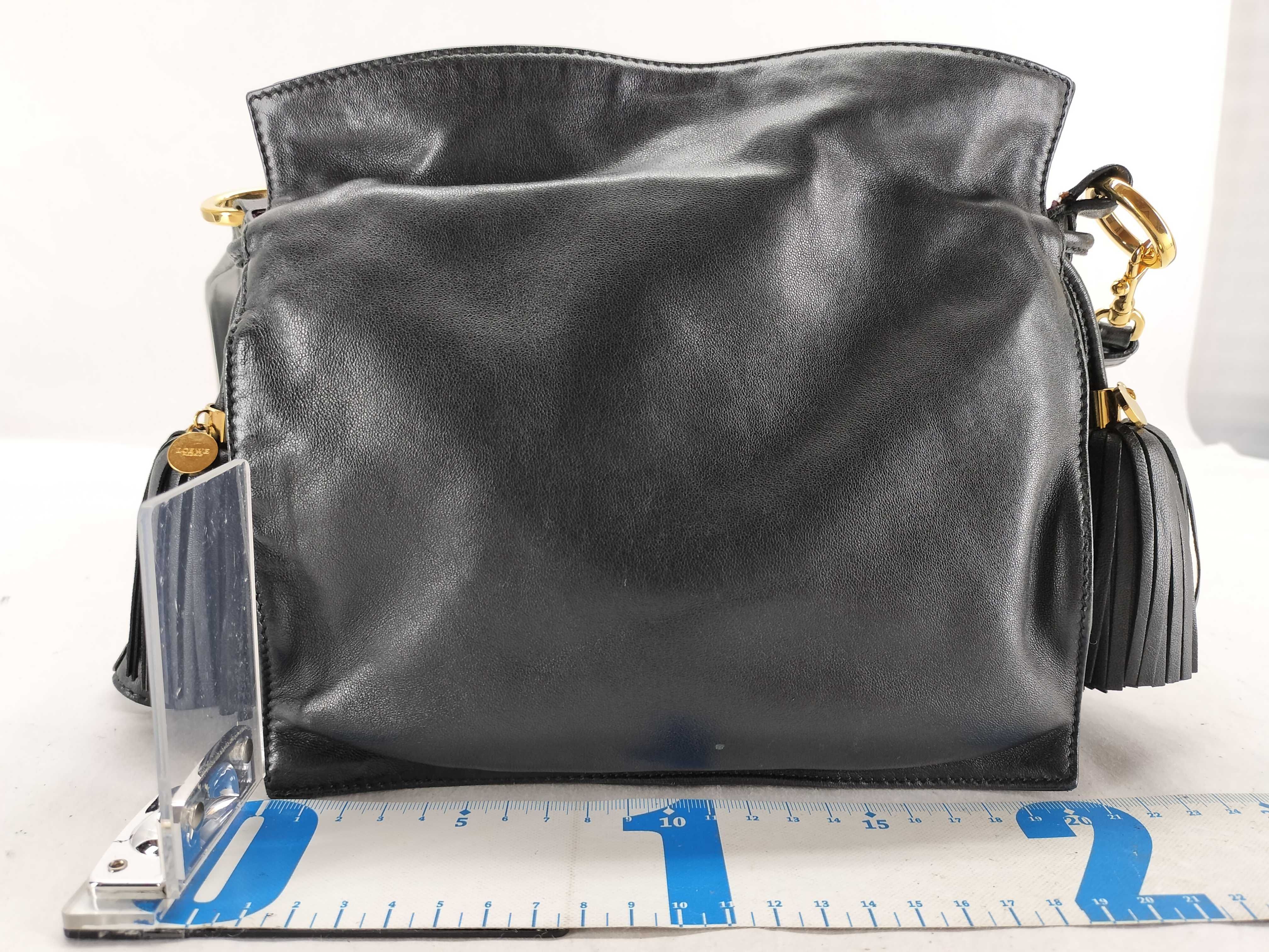 Flamenco Nappa Leather Shoulder Bag, Black — view 2