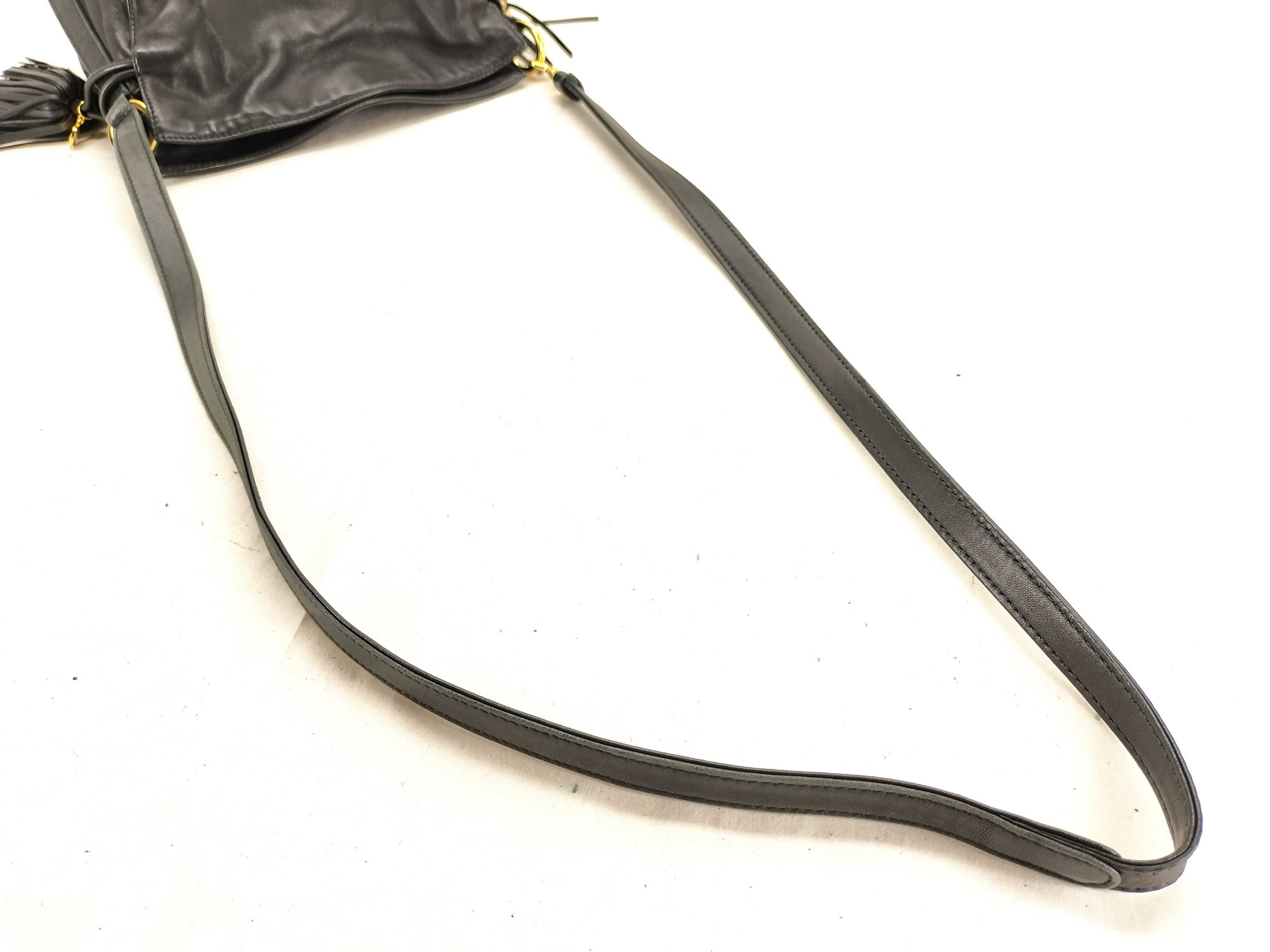 Flamenco Nappa Leather Shoulder Bag, Black — view 3