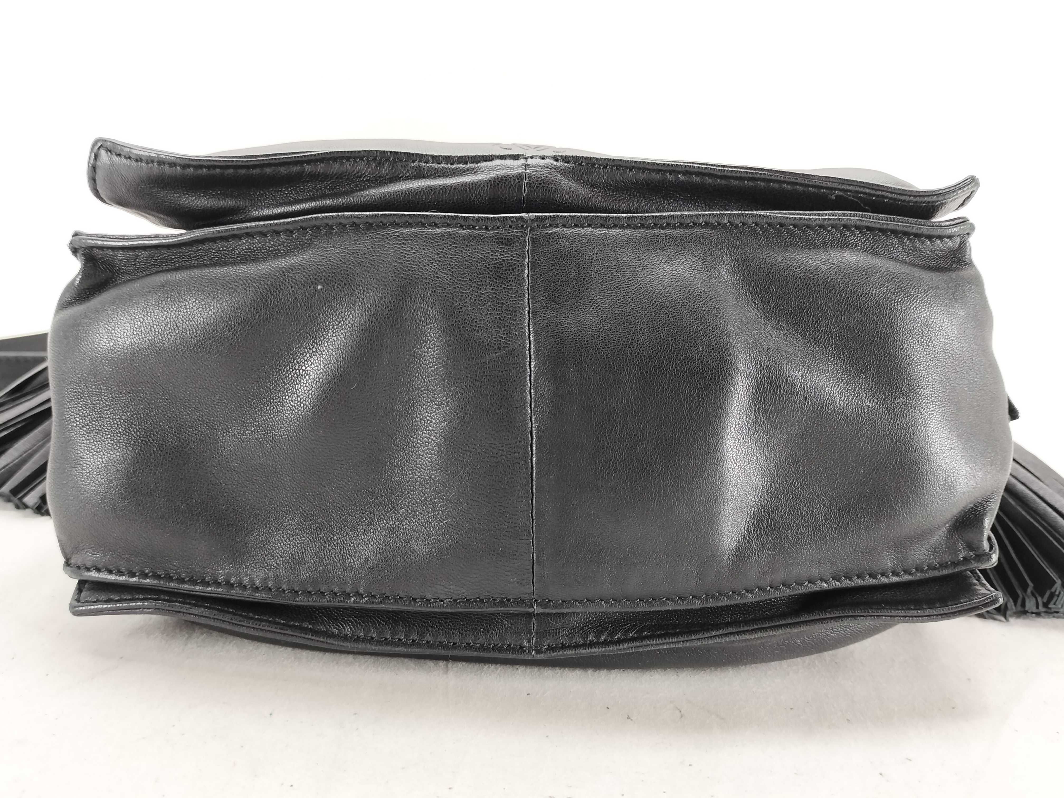Flamenco Nappa Leather Shoulder Bag, Black — view 7