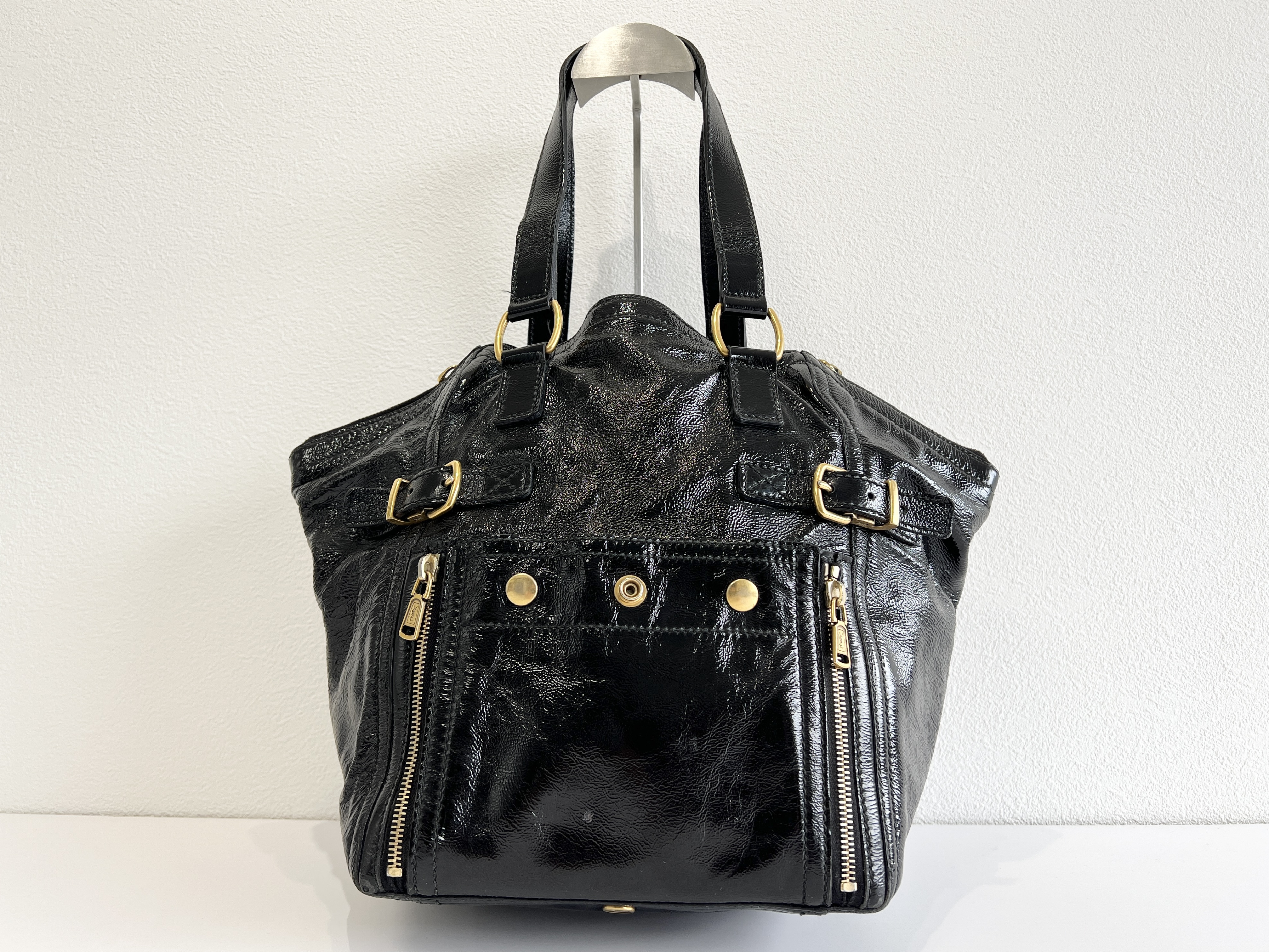 Rive Gauche Downtown Leather Enamel Patent Tote Bag Handbag Tote Bag — view 2