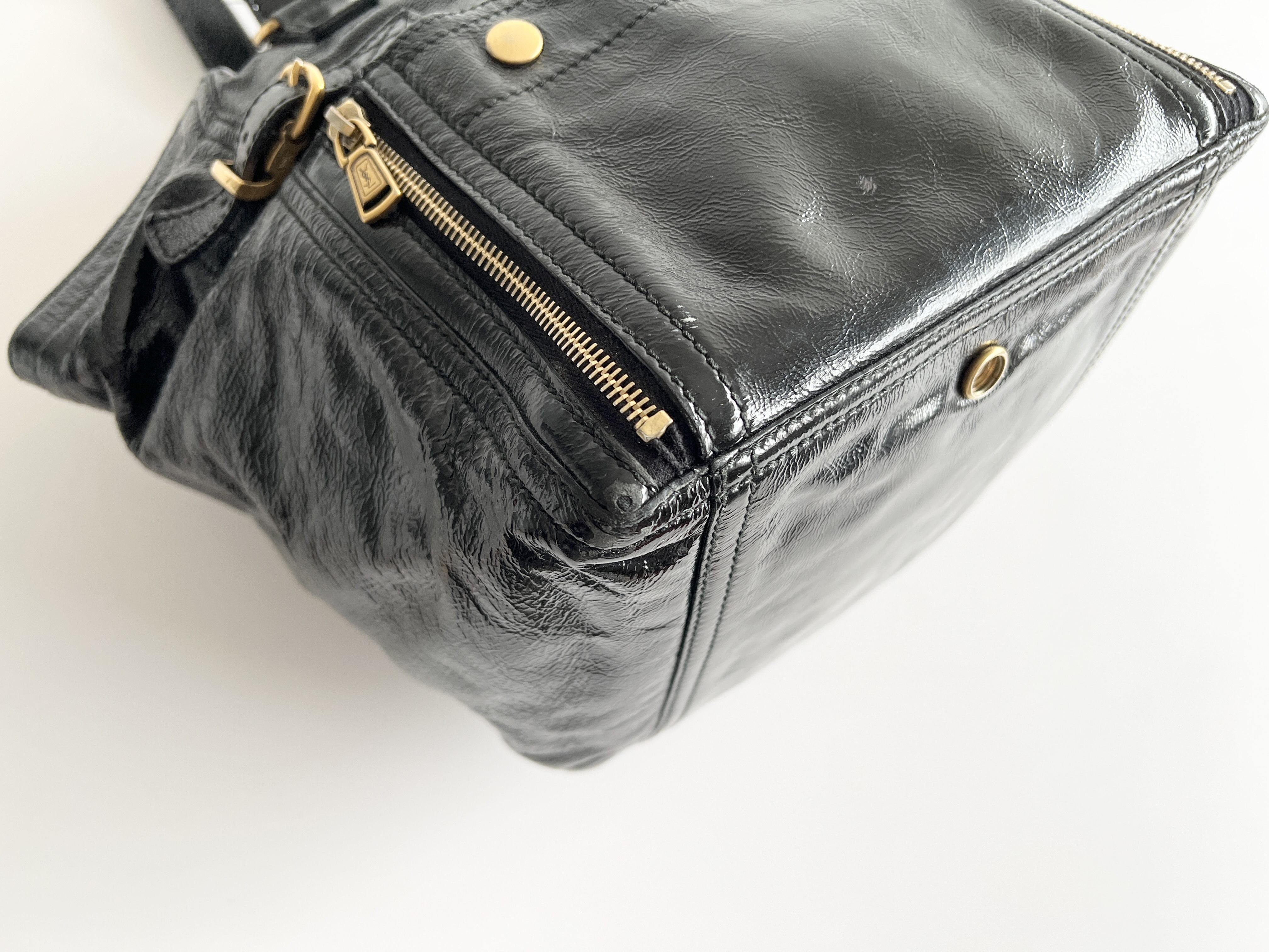 Rive Gauche Downtown Leather Enamel Patent Tote Bag Handbag Tote Bag — view 11
