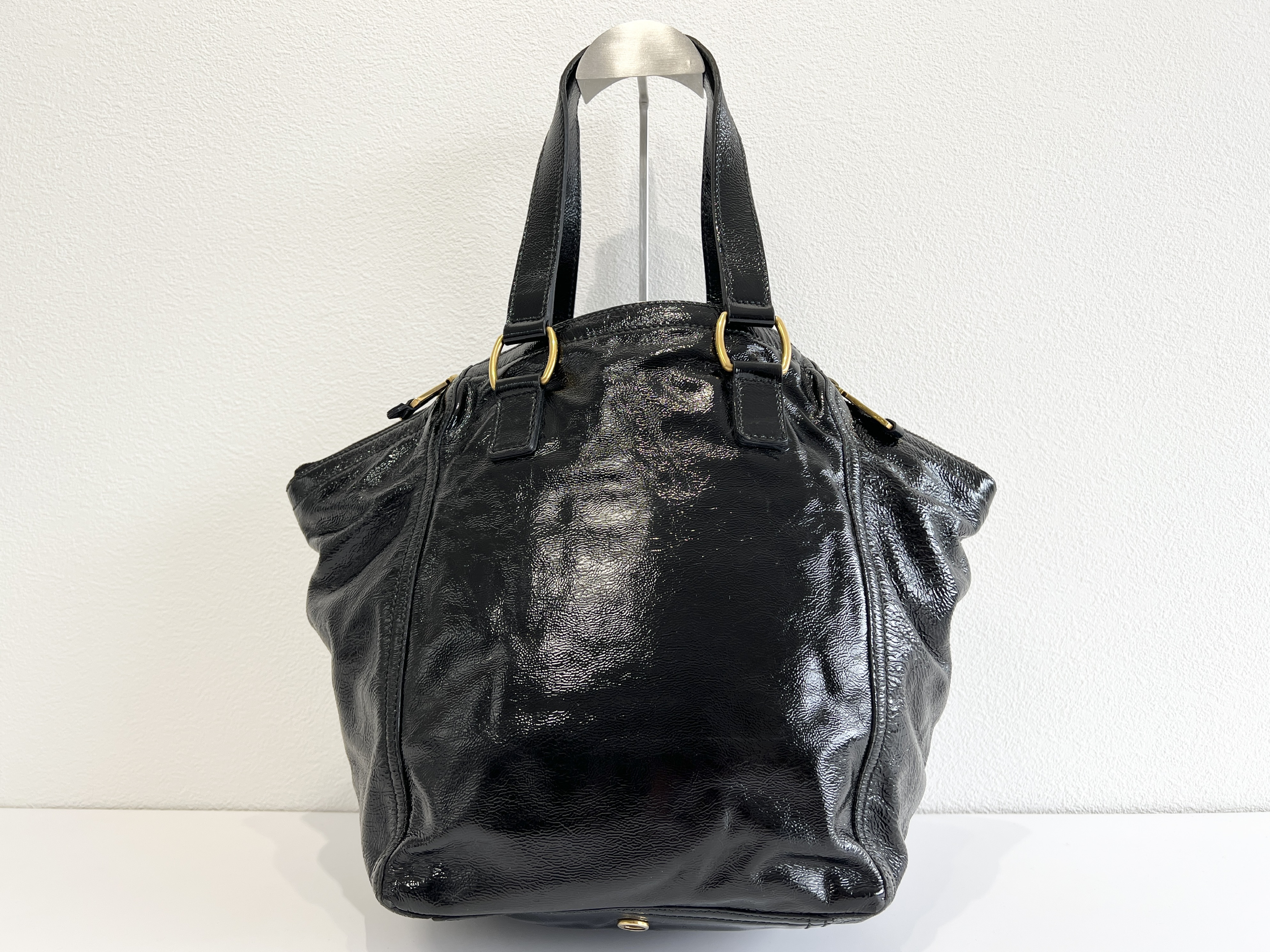Rive Gauche Downtown Leather Enamel Patent Tote Bag Handbag Tote Bag — view 3