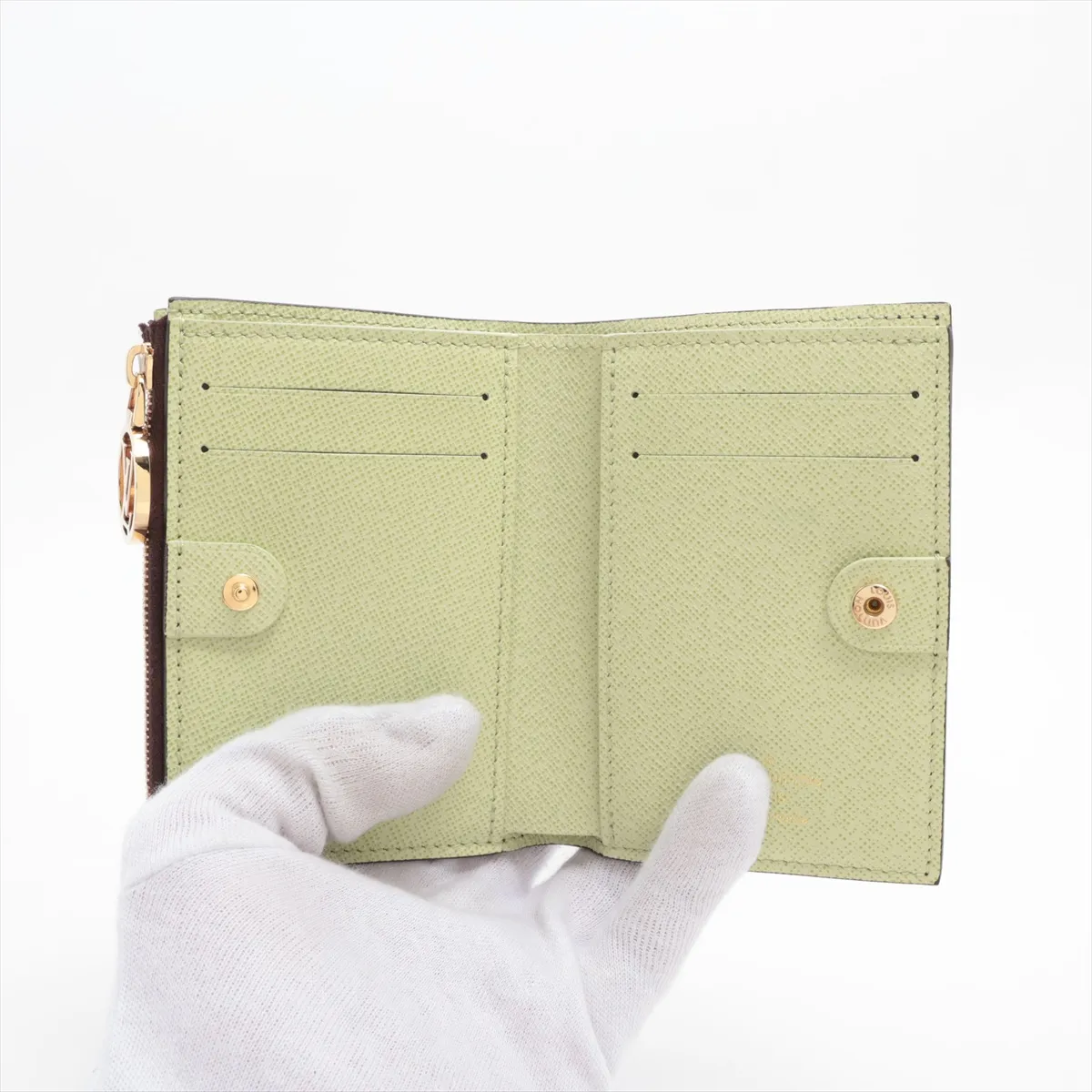 Monogram Portefeuille Lisa M82382 Brown x Green Compact Wallet (RFID detected) — view 3
