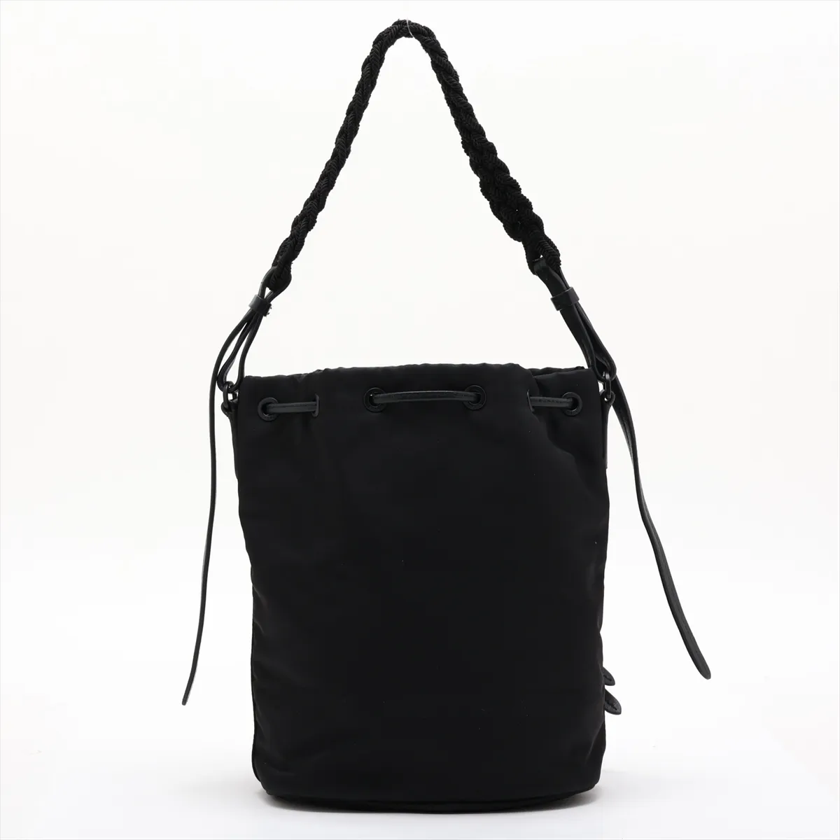 Tessuto Nylon Drawstring Bag, Black — view 2