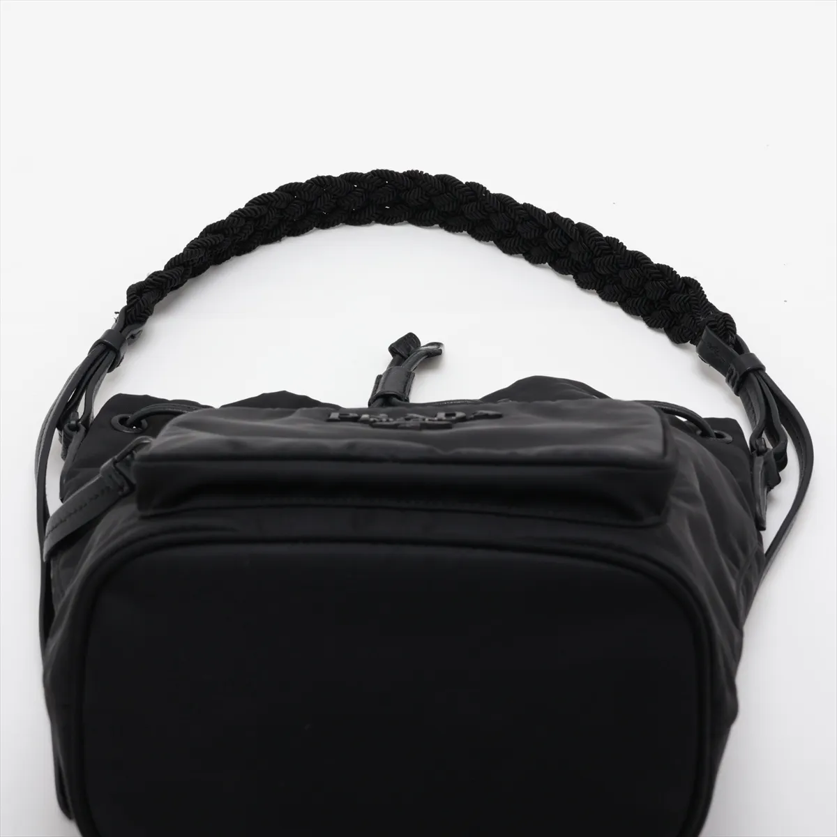 Tessuto Nylon Drawstring Bag, Black — view 6