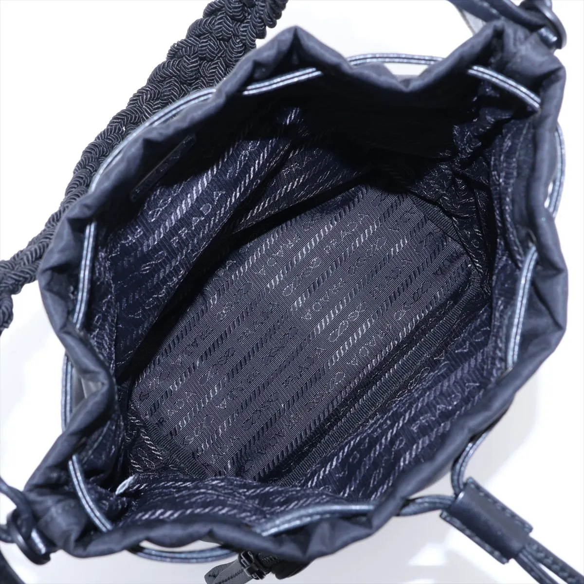Tessuto Nylon Drawstring Bag, Black — view 7