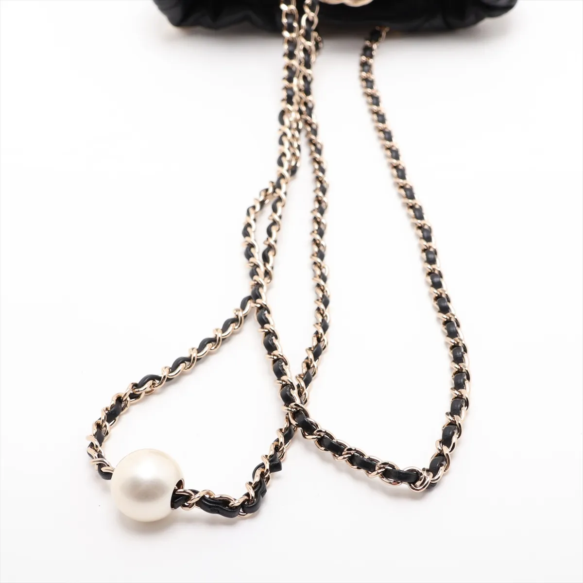 Matelassé Lambskin Chain Shoulder Bag, Pearl Black with Gold Hardware, 31129872, Serial Number 31 — view 5
