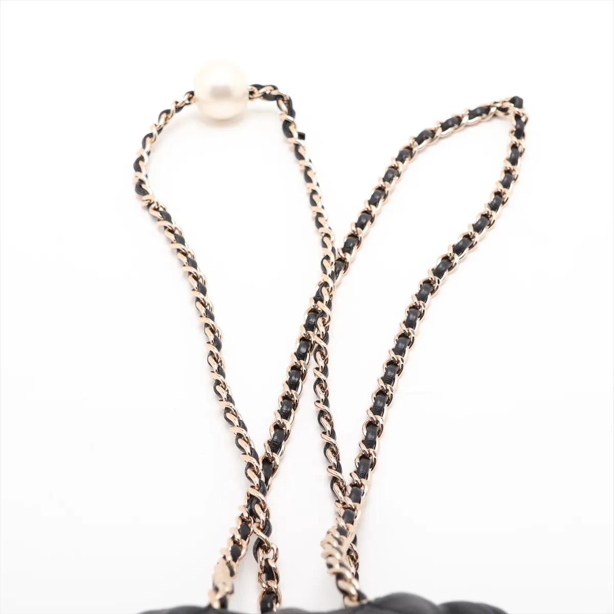 Matelassé Lambskin Chain Shoulder Bag, Pearl Black with Gold Hardware, 31129872, Serial Number 31 — view 6