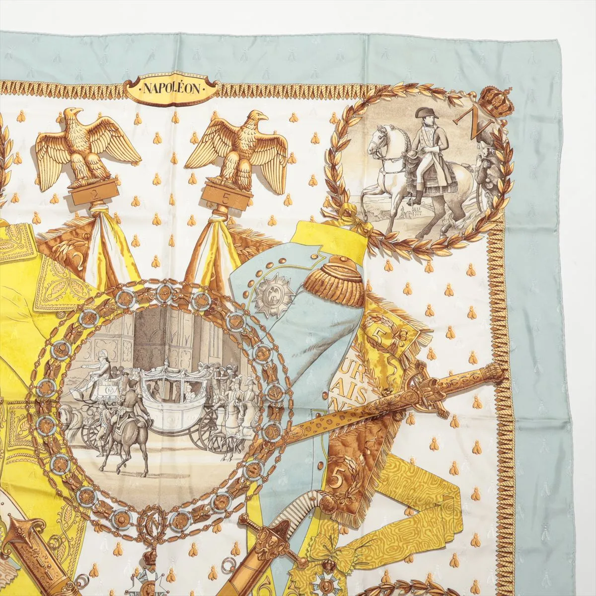 Carre 90 NAPOLEON Scarf Silk Light Blue Thread — view 3