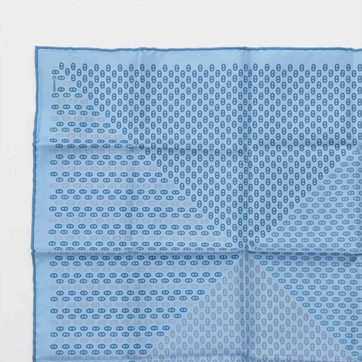 silk scarf, blue, with some wear, — view 2