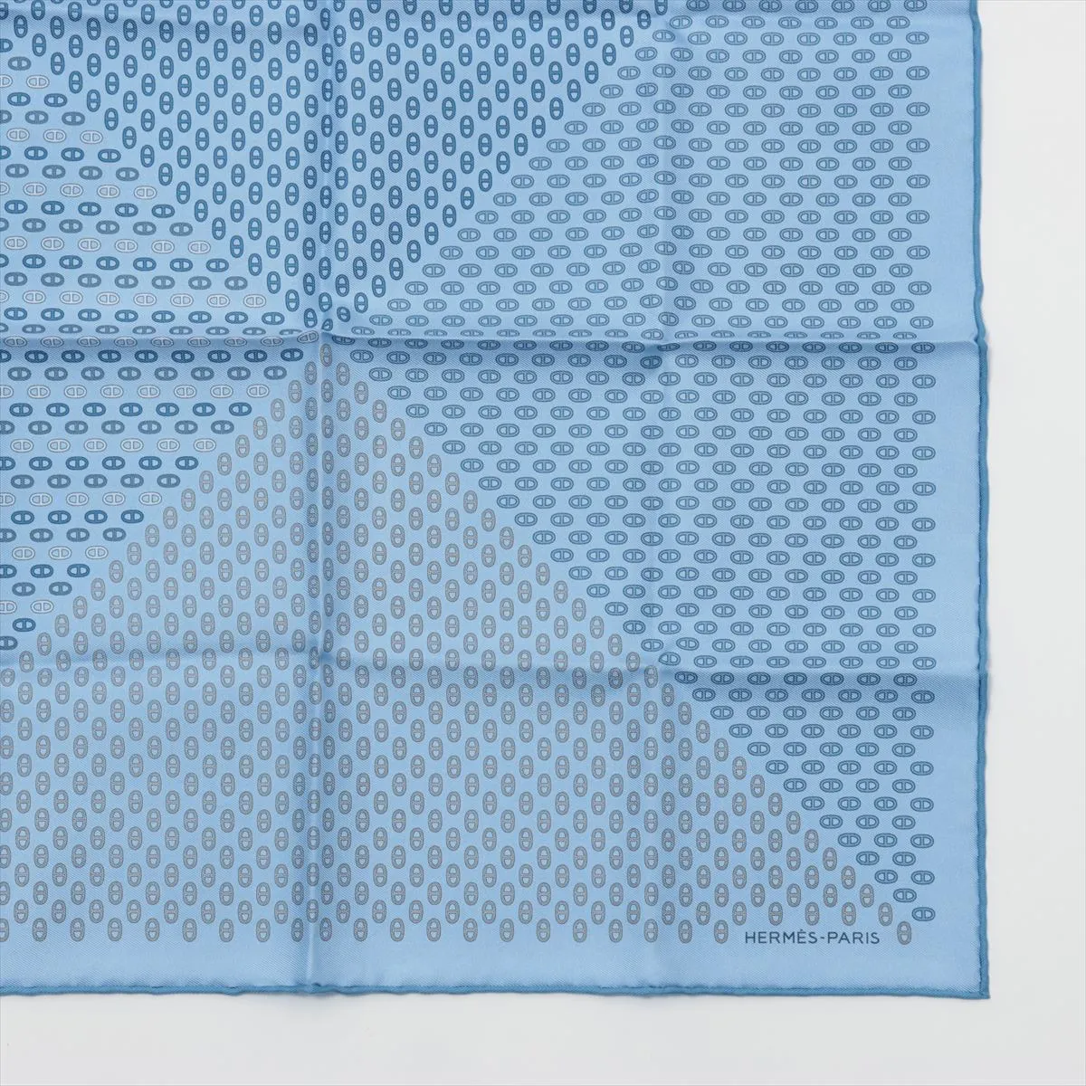 silk scarf, blue, with some wear, — view 4