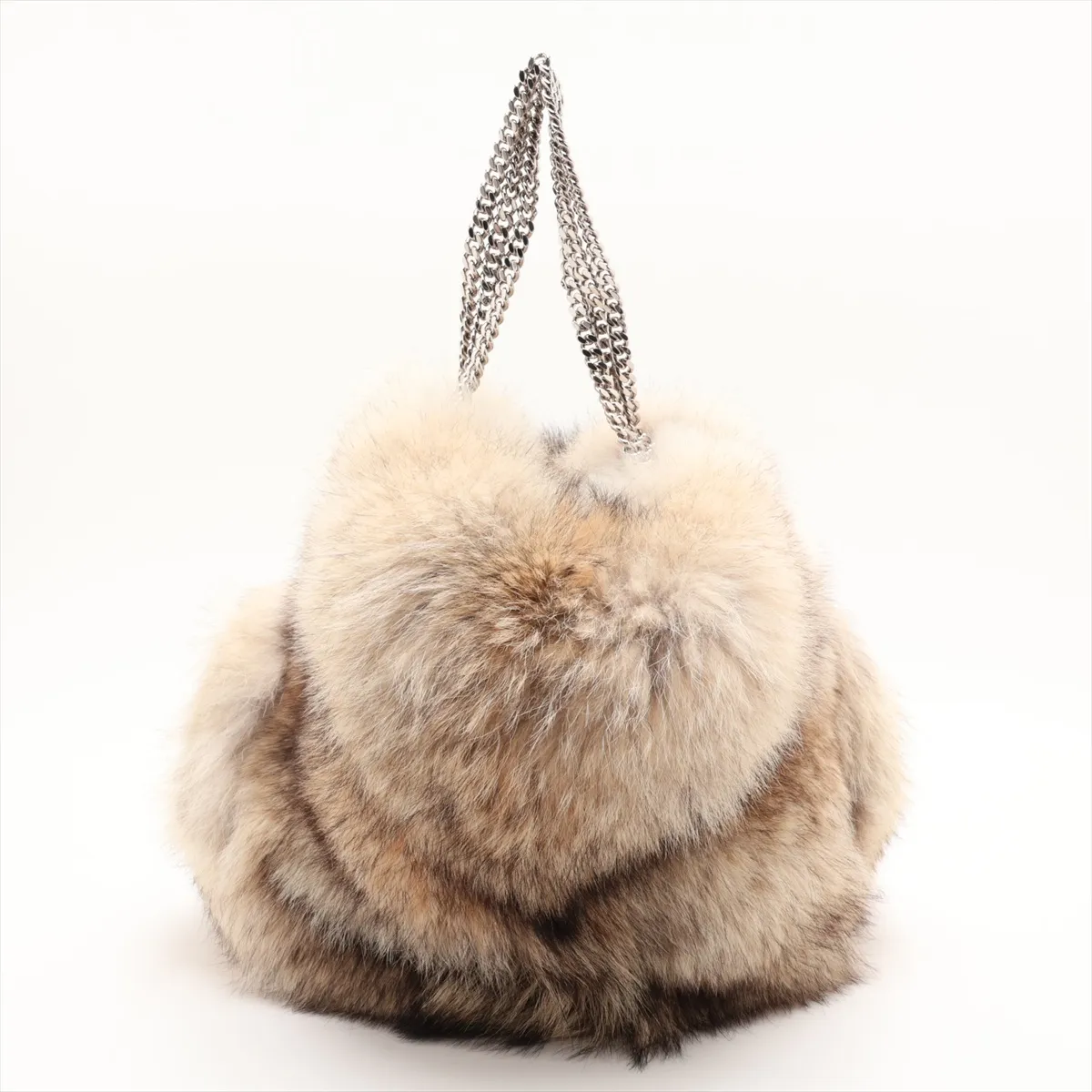 Fur Chain Handbag, Beige — view 2
