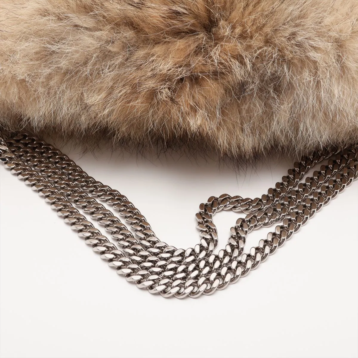Fur Chain Handbag, Beige — view 5