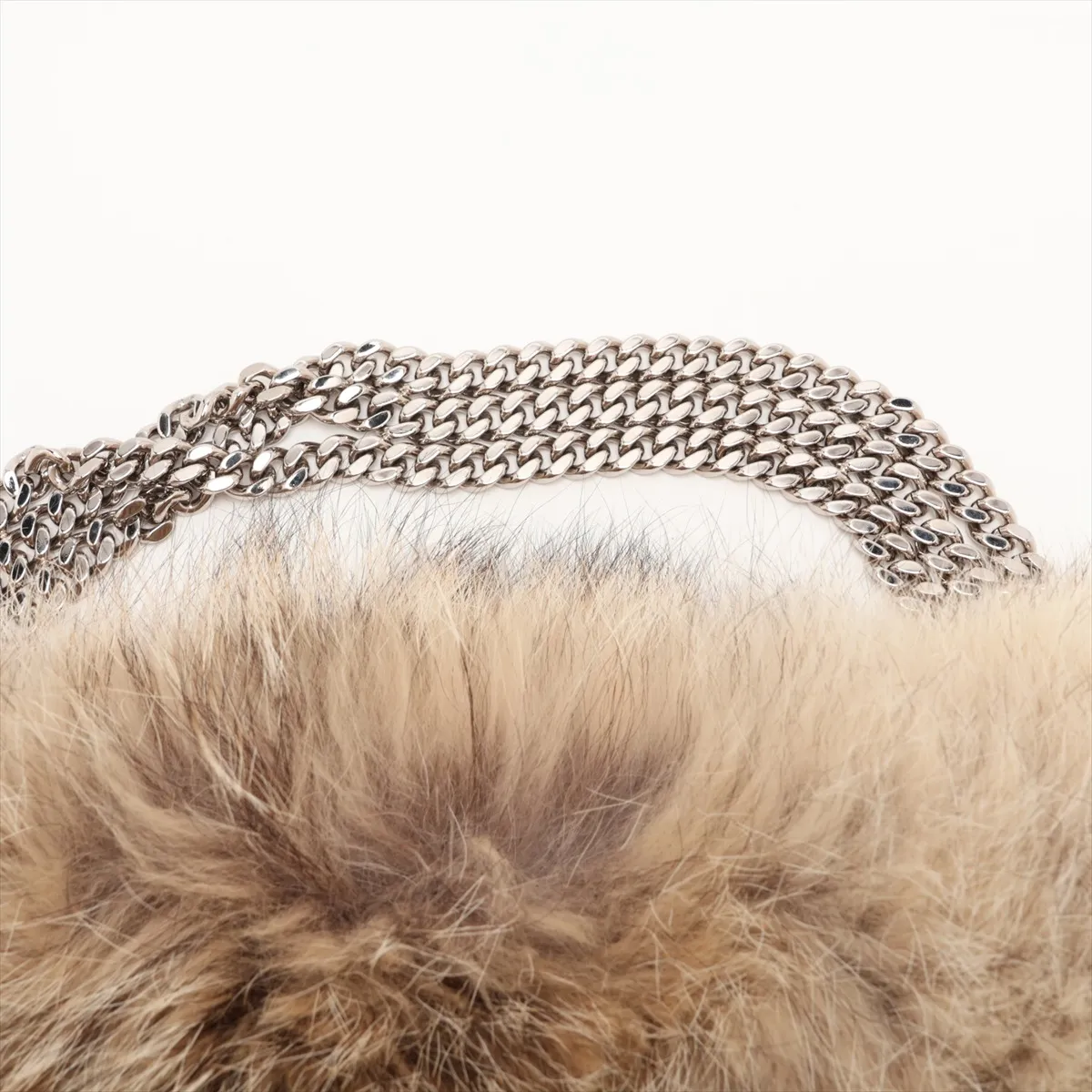 Fur Chain Handbag, Beige — view 6