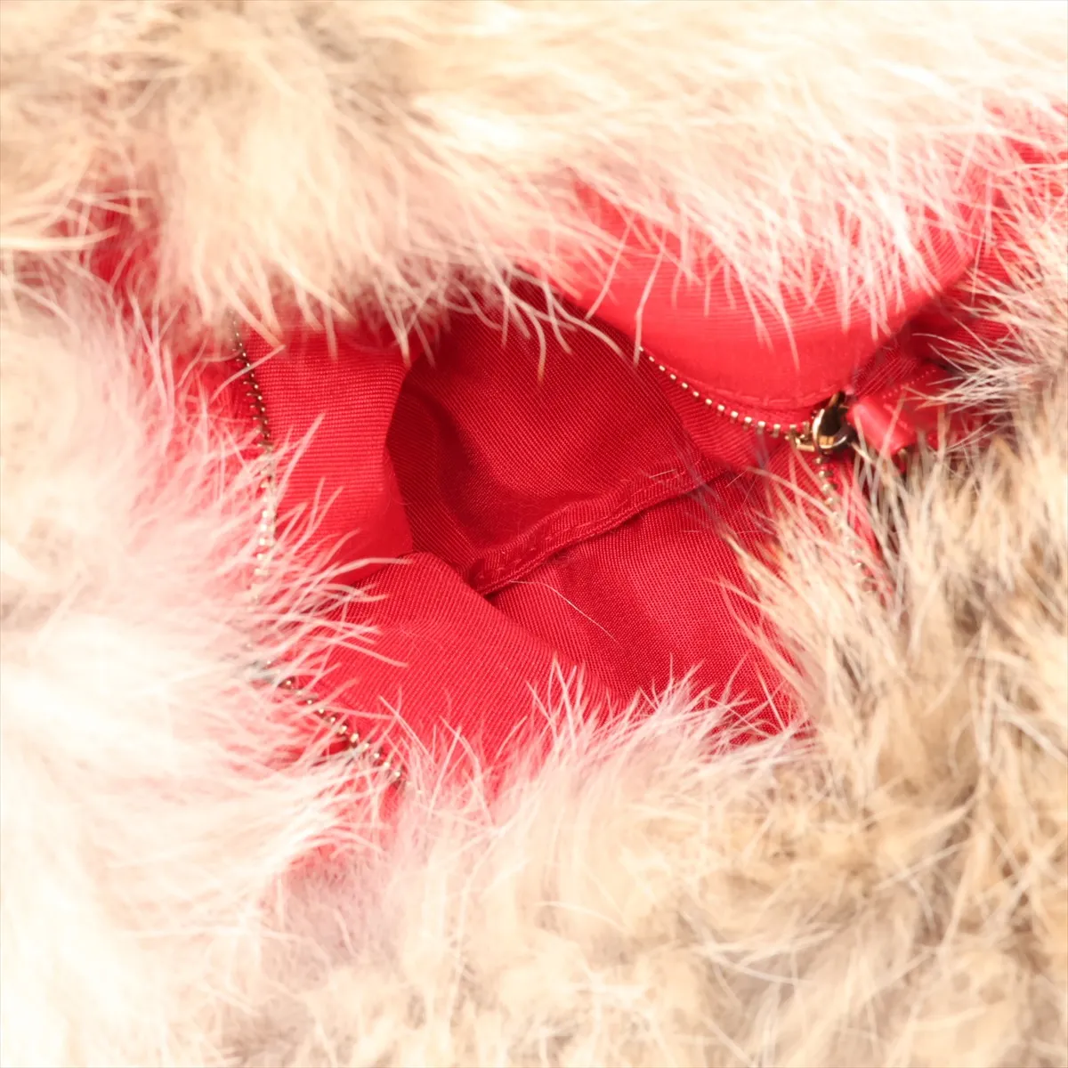 Fur Chain Handbag, Beige — view 8