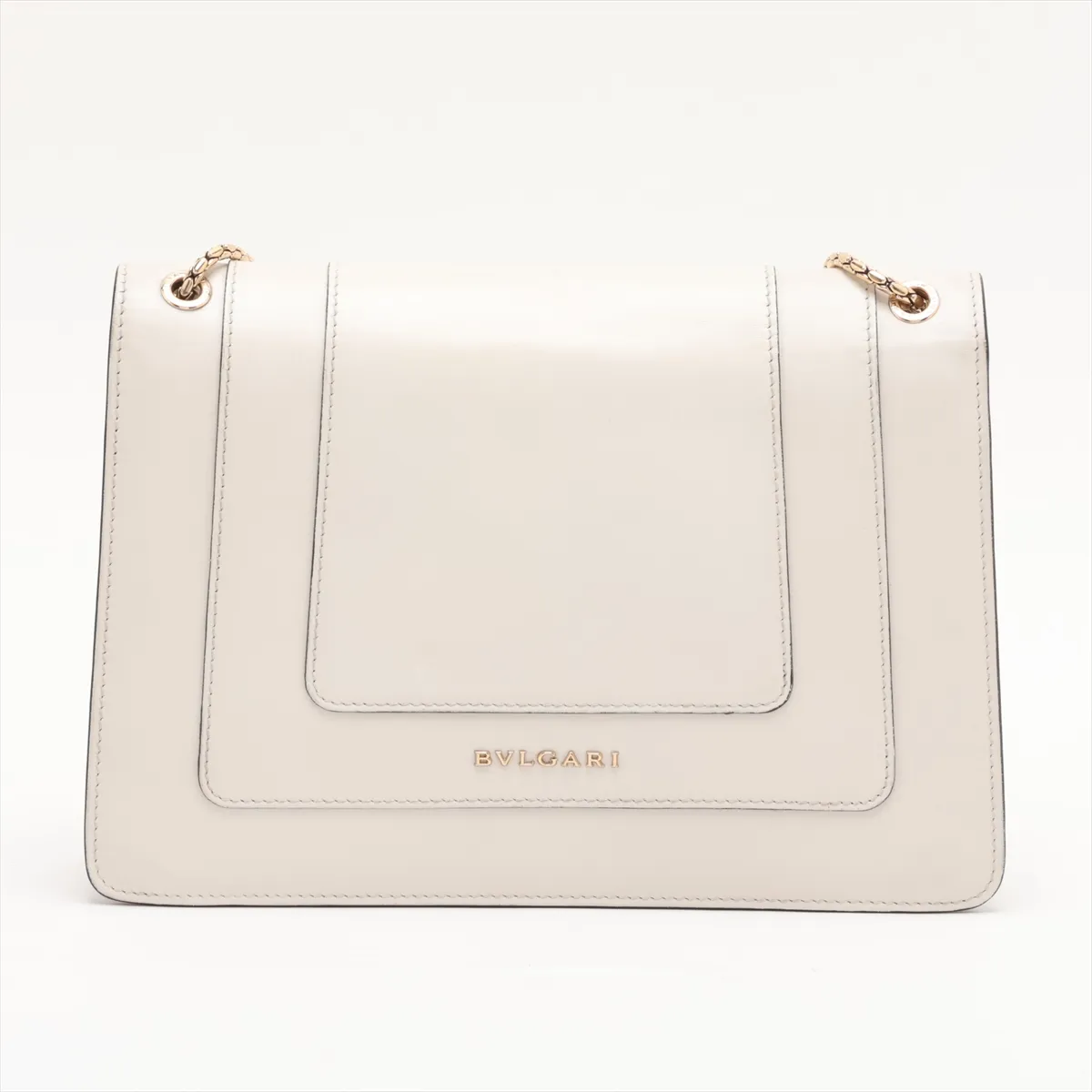Serpenti Forever Leather Chain Shoulder Bag, White — view 2