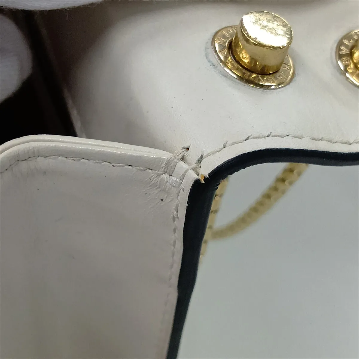Serpenti Forever Leather Chain Shoulder Bag, White — view 15