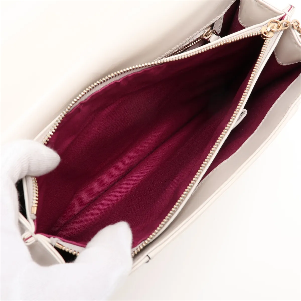 Serpenti Forever Leather Chain Shoulder Bag, White — view 9