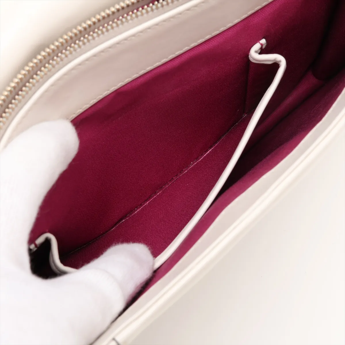 Serpenti Forever Leather Chain Shoulder Bag, White — view 10