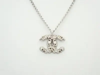 Coco Mark Necklace, Rhinestone, Silver, Neck Circumference Approx. 46cm, 06A