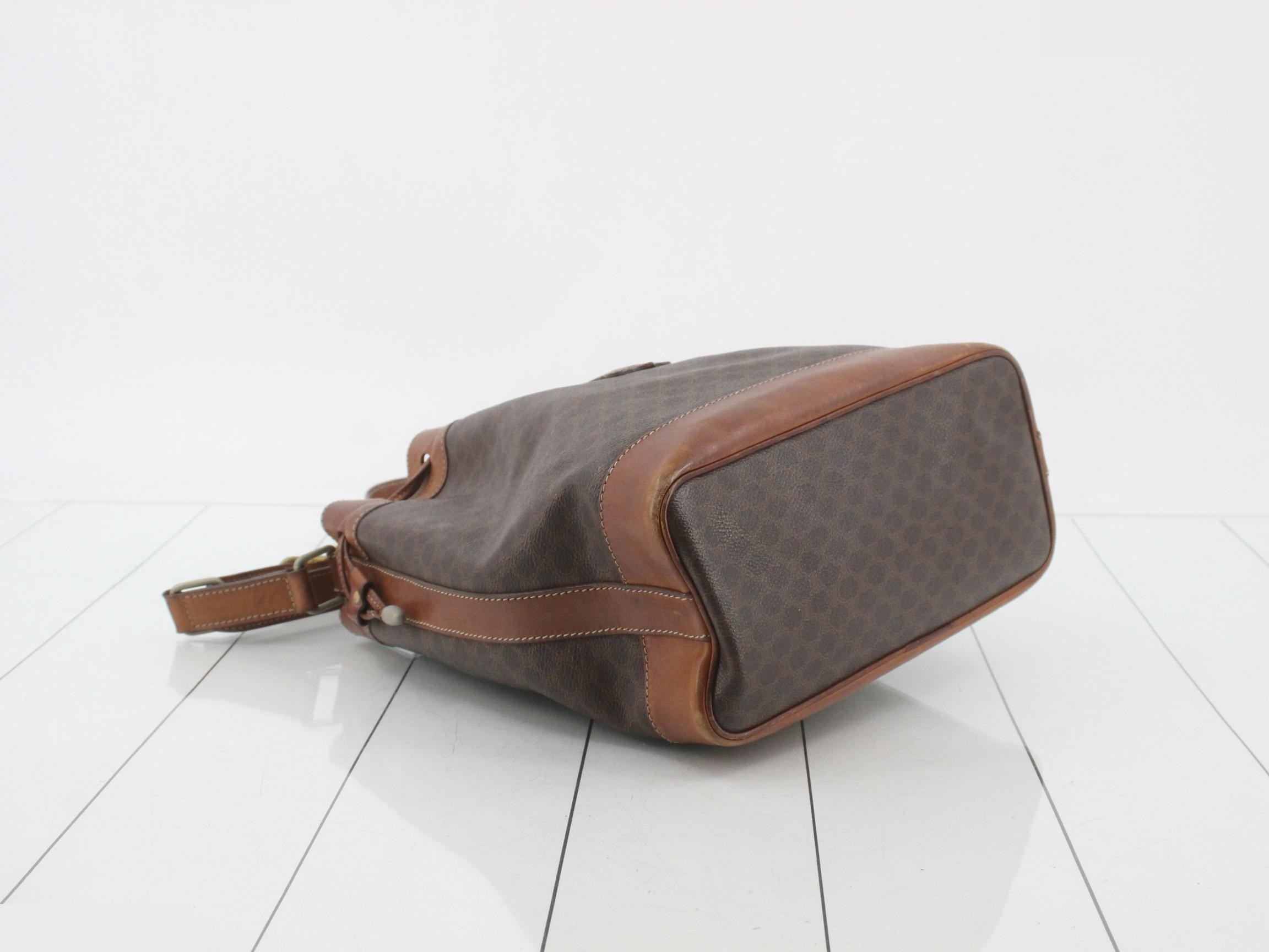 Macadam PVC/Leather Drawstring Shoulder Bag, Brown — view 5