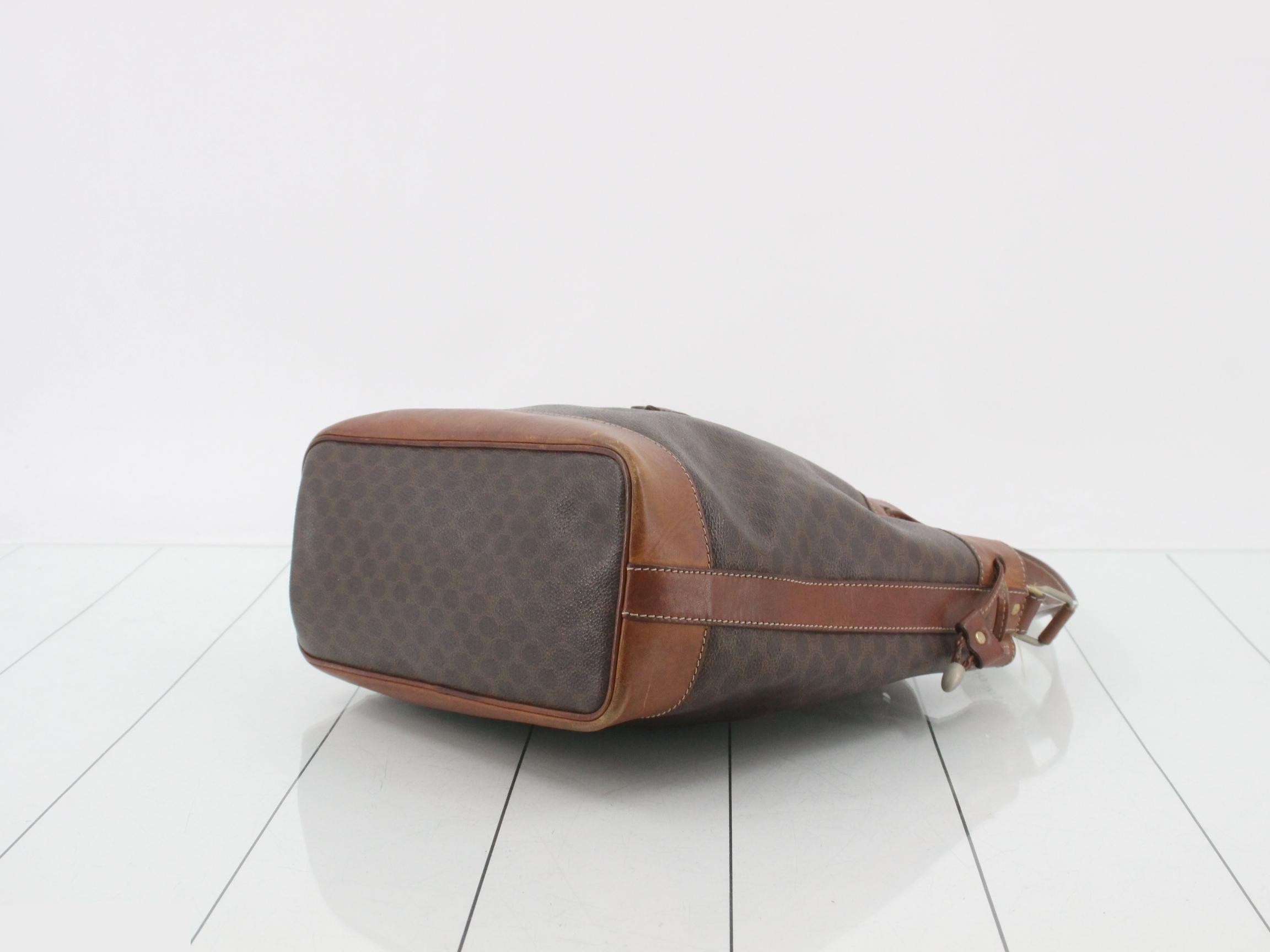 Macadam PVC/Leather Drawstring Shoulder Bag, Brown — view 6