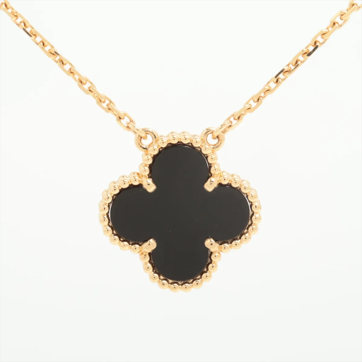 Vintage Alhambra Onyx Necklace 750 (Yellow Gold) 5.2g JE167119 (Condition: