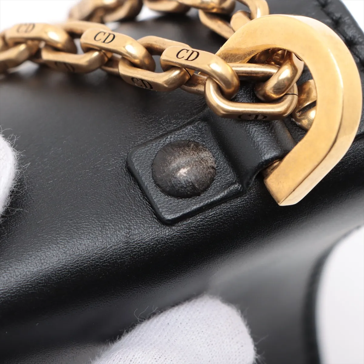 J'adior Leather Chain Shoulder Bag Black — view 14