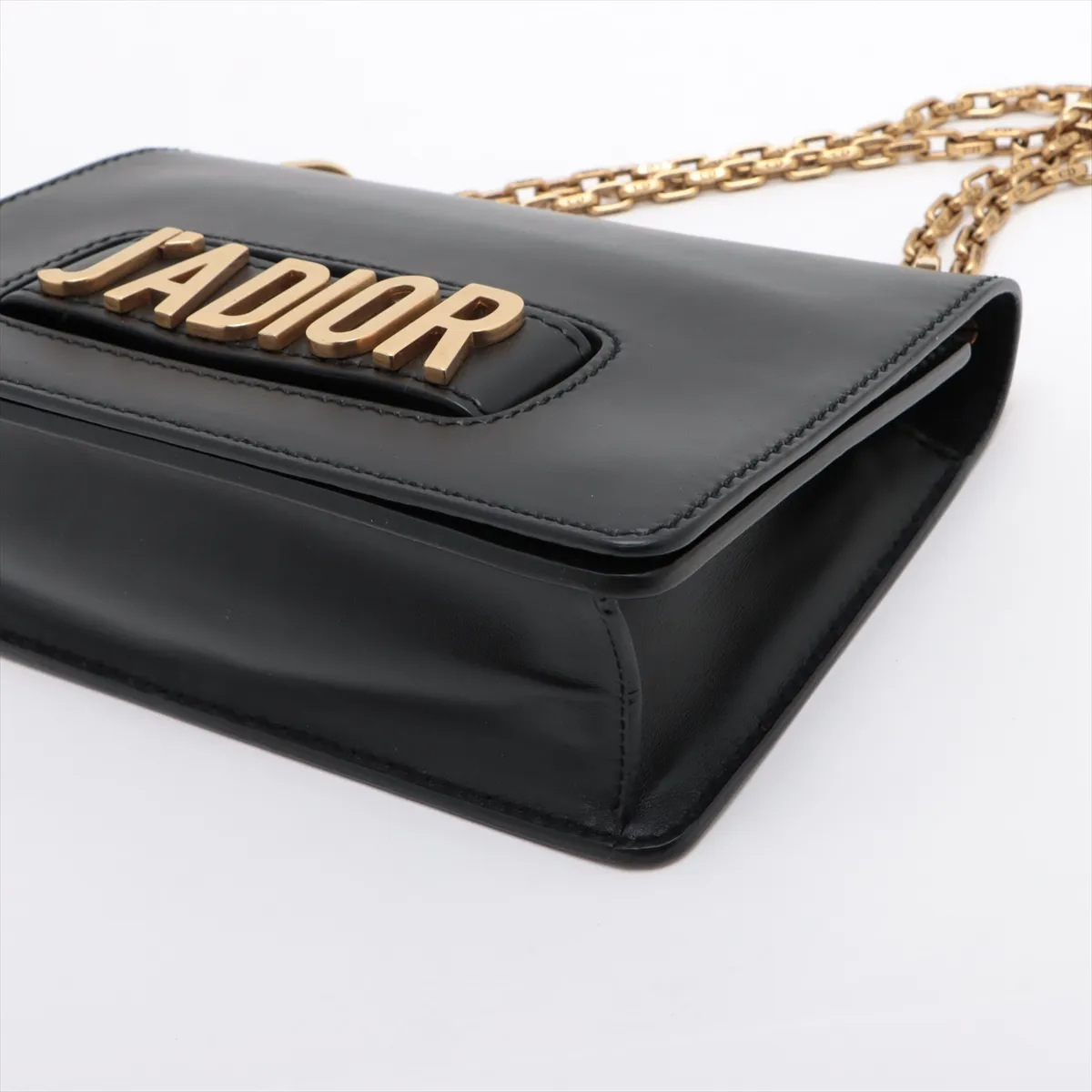 J'adior Leather Chain Shoulder Bag Black — view 3