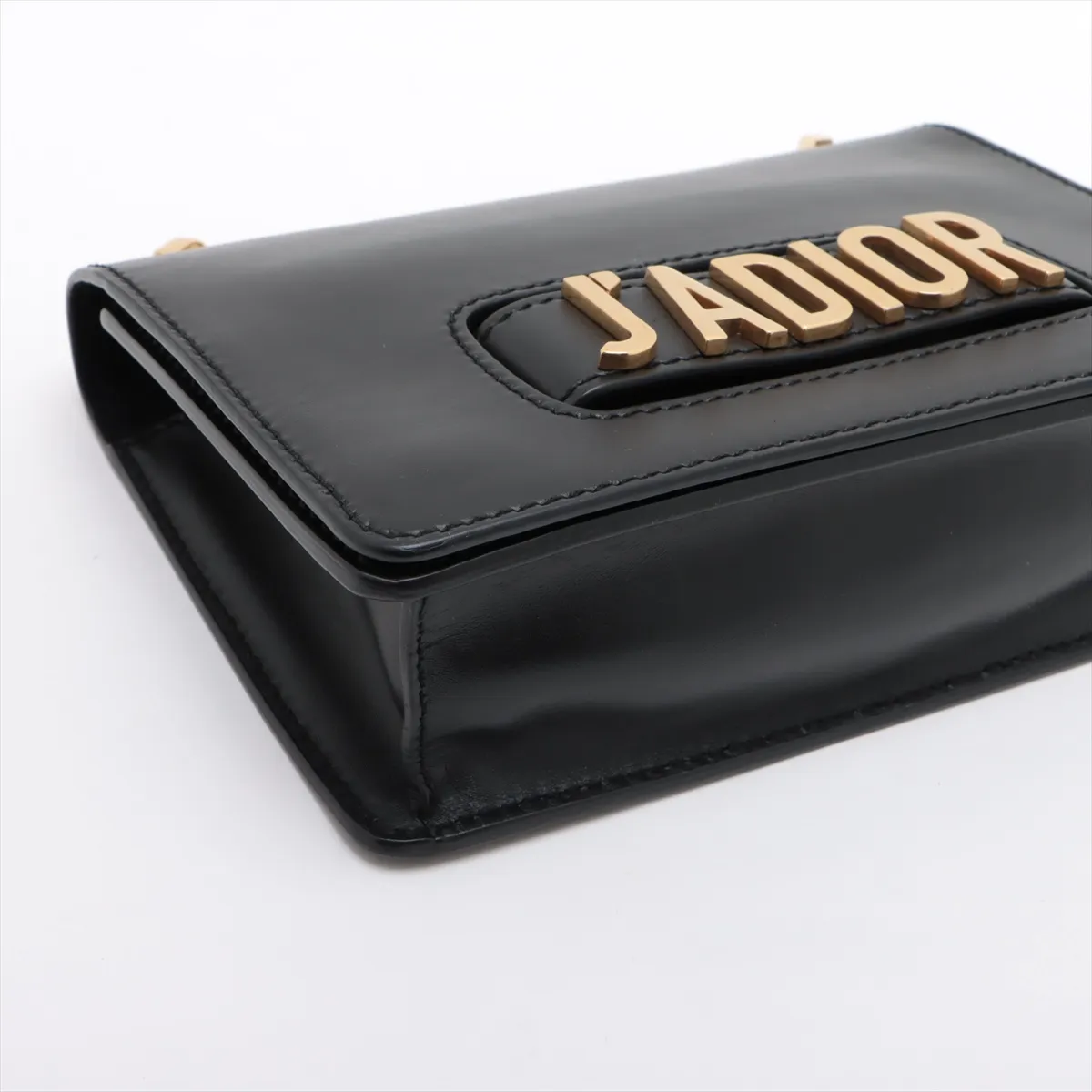 J'adior Leather Chain Shoulder Bag Black — view 4