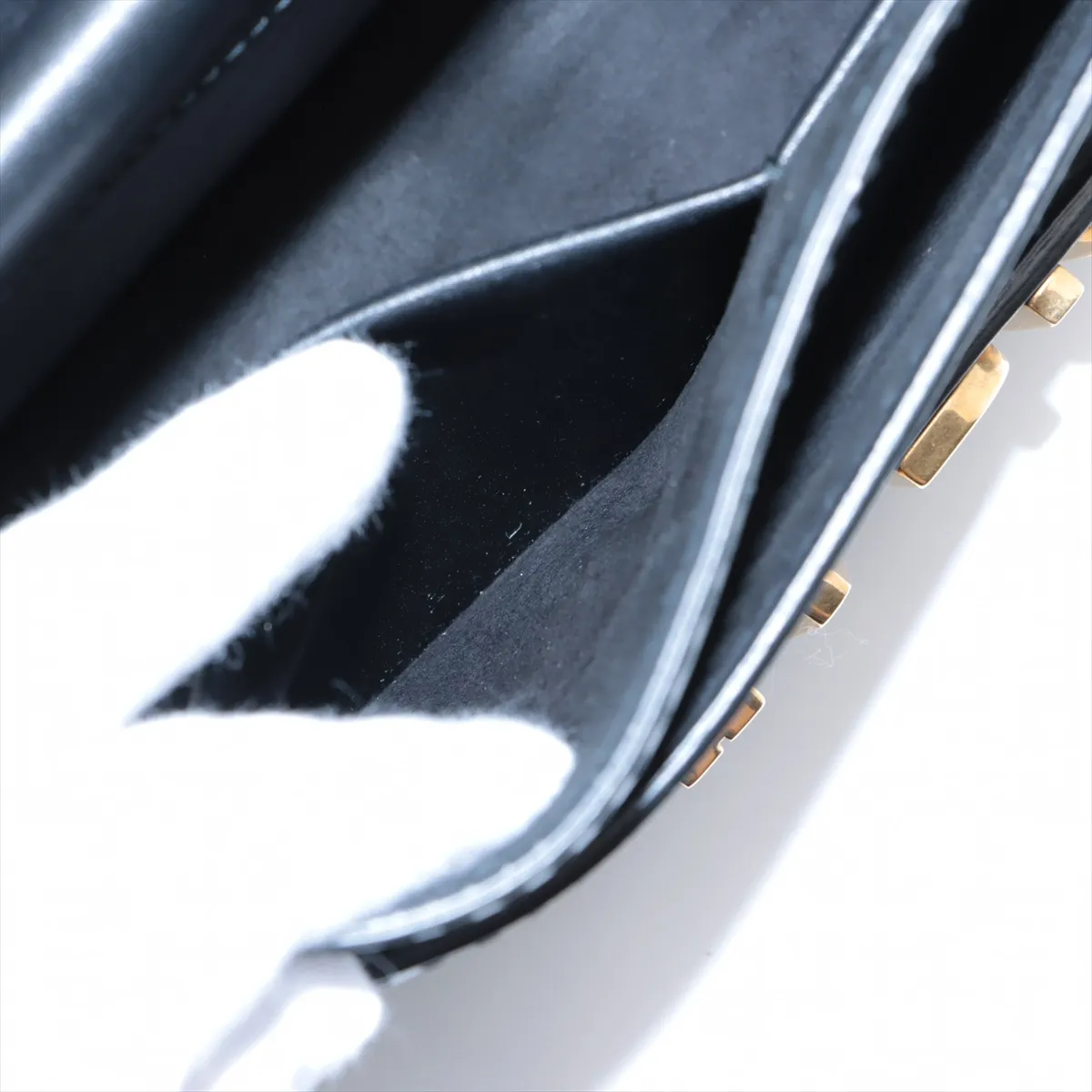 J'adior Leather Chain Shoulder Bag Black — view 10