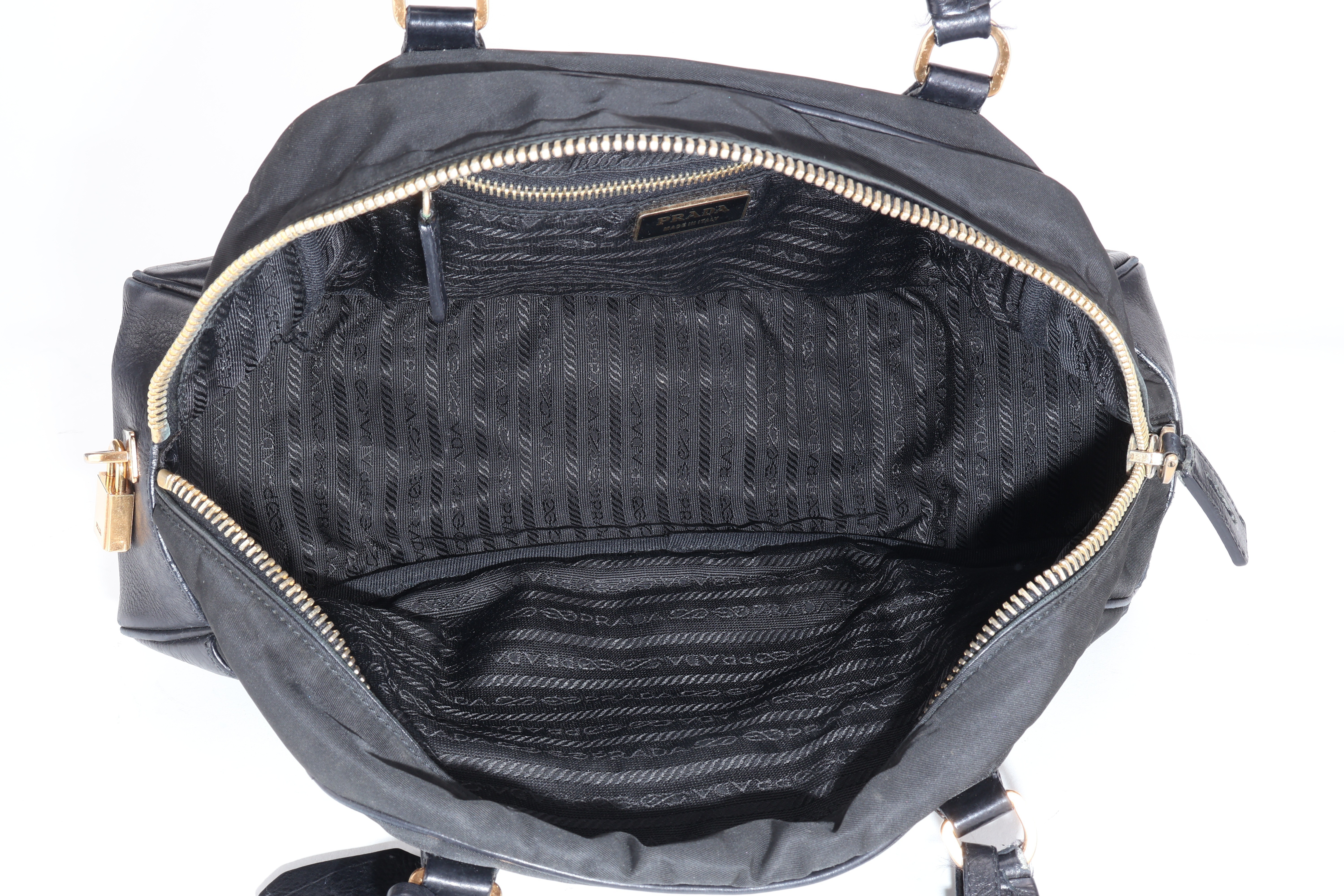 BLACK TESSUTO MIX BOWLER TOTE GHW — view 5