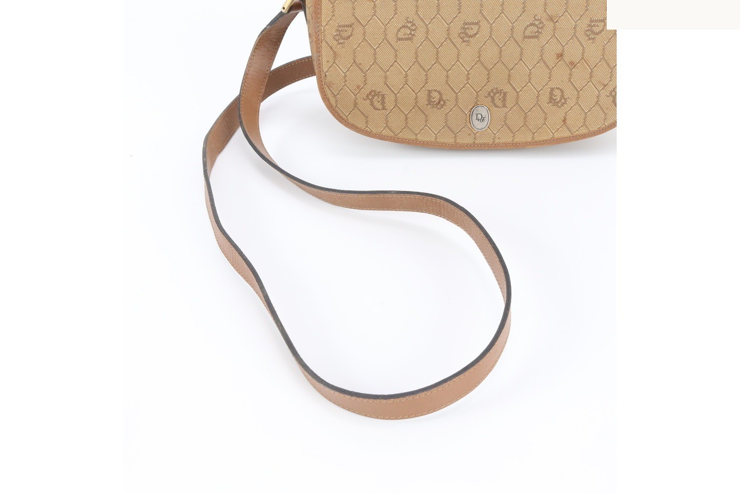 Honeycomb pattern canvas leather shoulder bag — view 2
