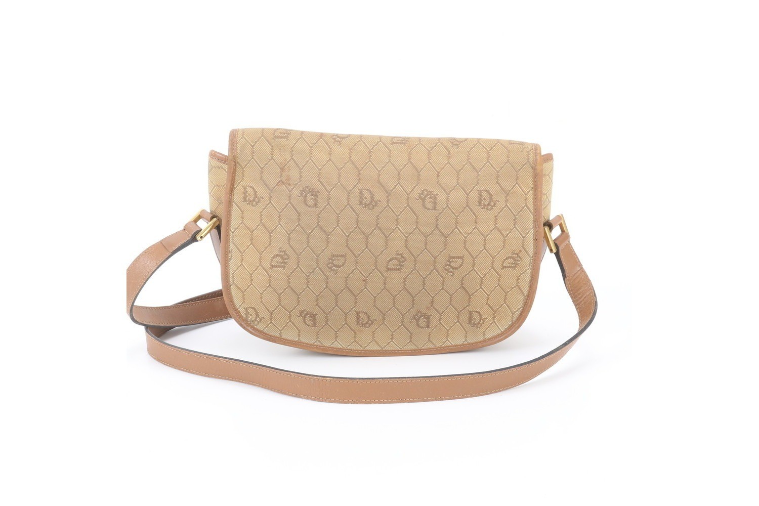 Honeycomb pattern canvas leather shoulder bag — view 3