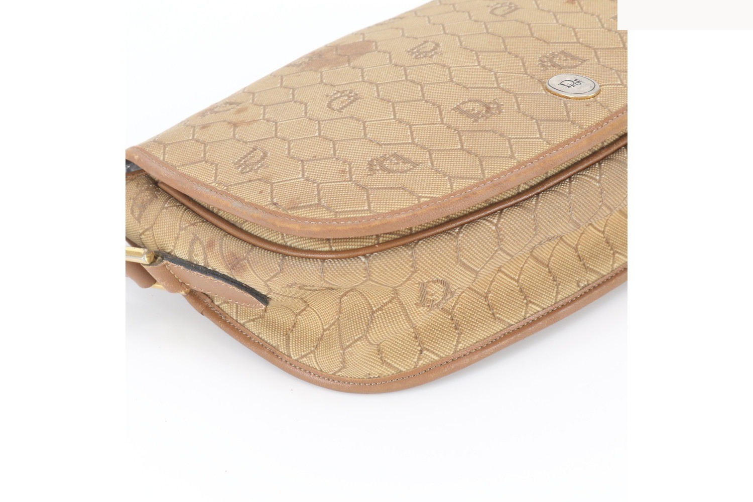 Honeycomb pattern canvas leather shoulder bag — view 4