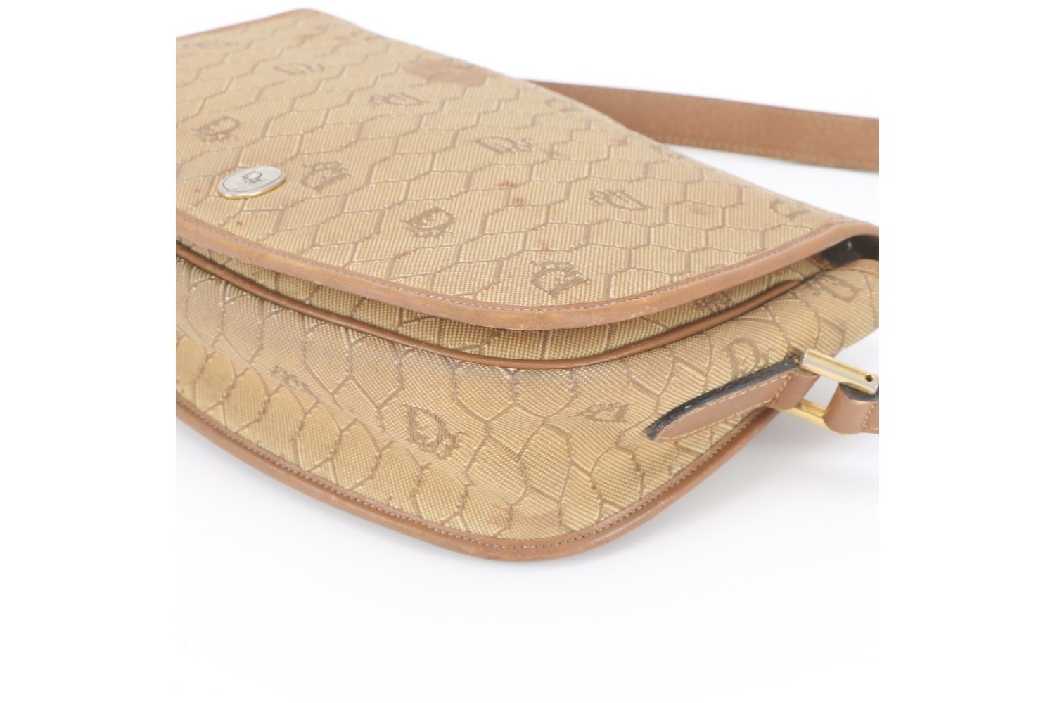 Honeycomb pattern canvas leather shoulder bag — view 5
