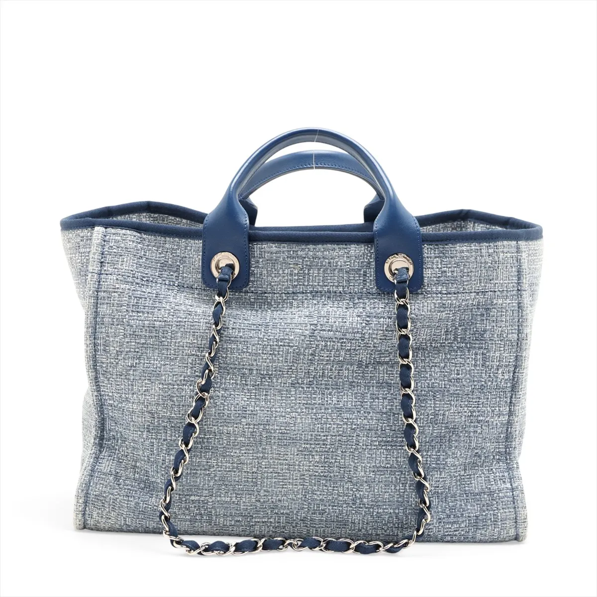 Deauville GM Tweed x Lambskin 2-Way Tote Bag, Blue, Silver Hardware, 25034484, Serial Number 25 — view 2
