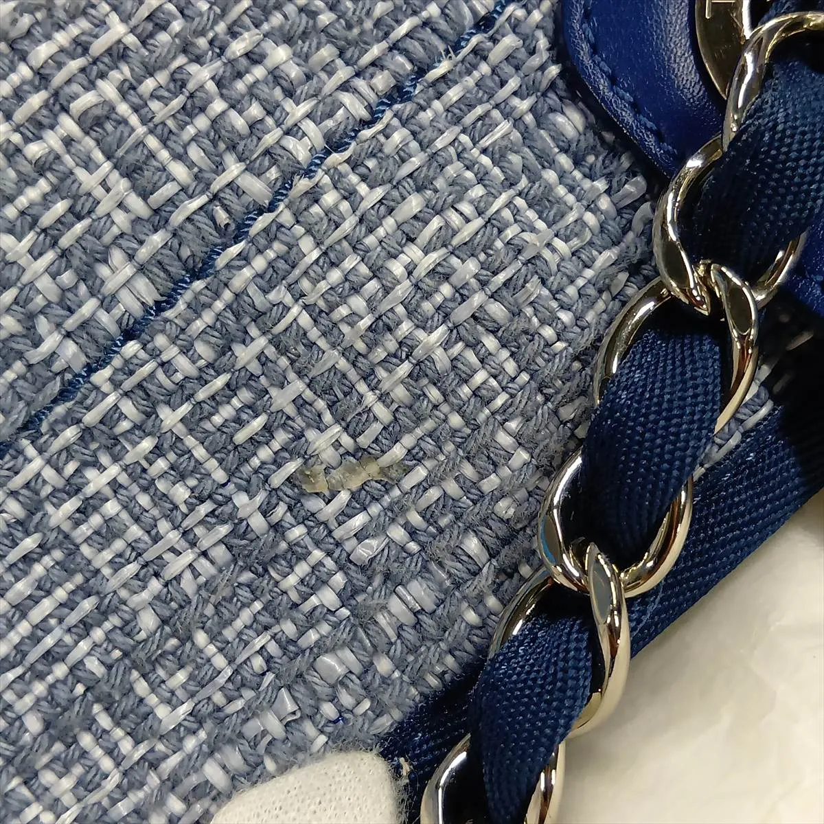 Deauville GM Tweed x Lambskin 2-Way Tote Bag, Blue, Silver Hardware, 25034484, Serial Number 25 — view 12