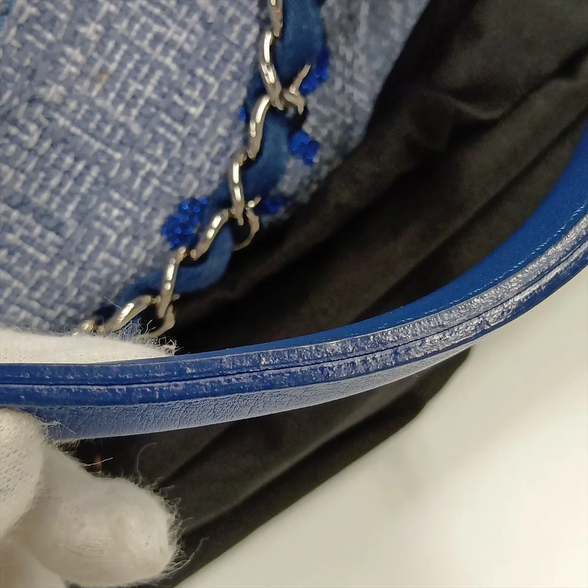 Deauville GM Tweed x Lambskin 2-Way Tote Bag, Blue, Silver Hardware, 25034484, Serial Number 25 — view 13