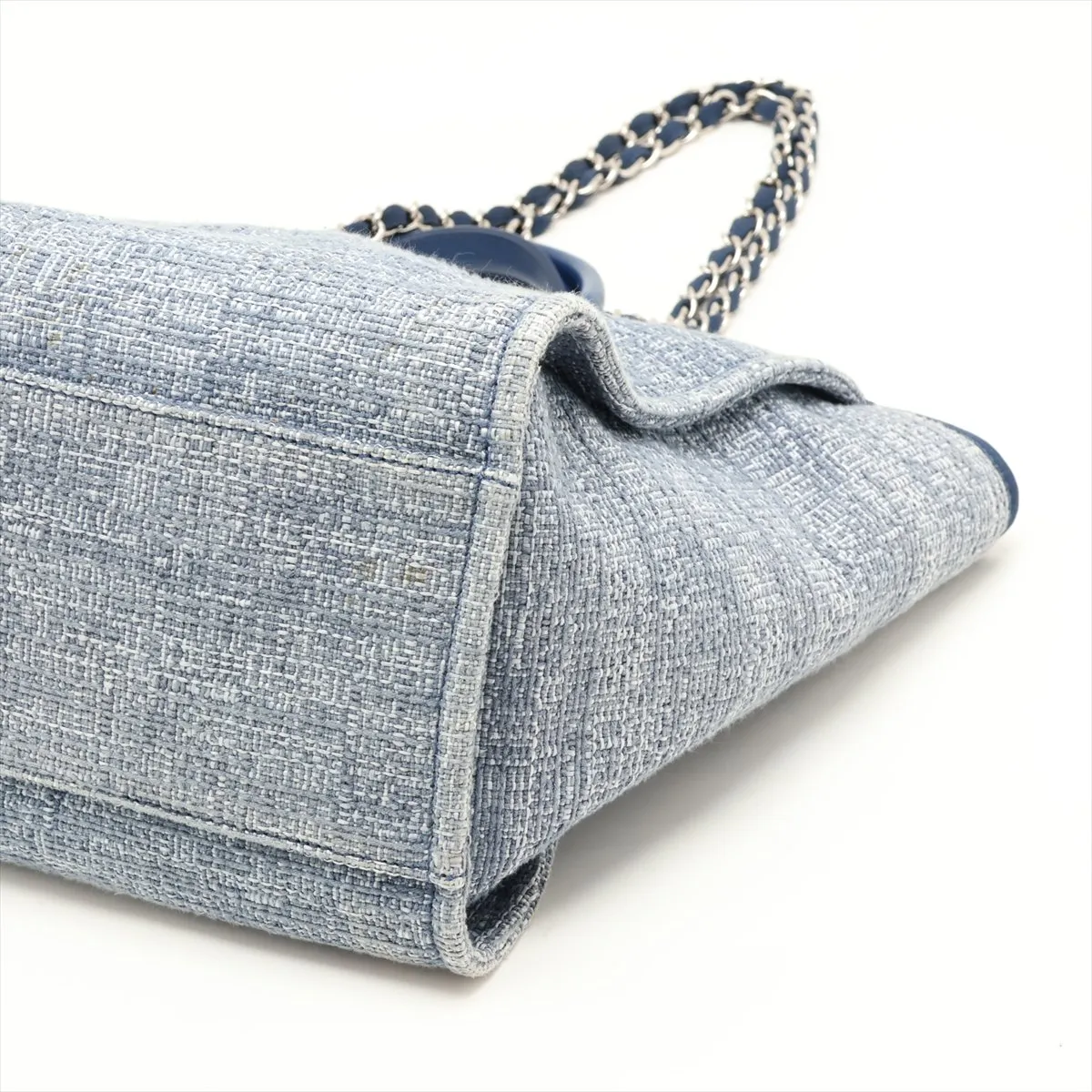 Deauville GM Tweed x Lambskin 2-Way Tote Bag, Blue, Silver Hardware, 25034484, Serial Number 25 — view 3