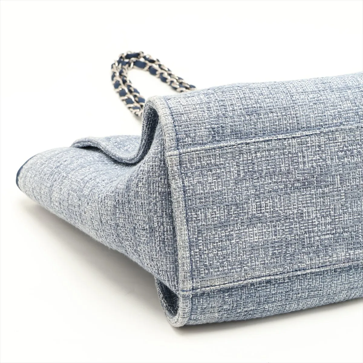 Deauville GM Tweed x Lambskin 2-Way Tote Bag, Blue, Silver Hardware, 25034484, Serial Number 25 — view 4