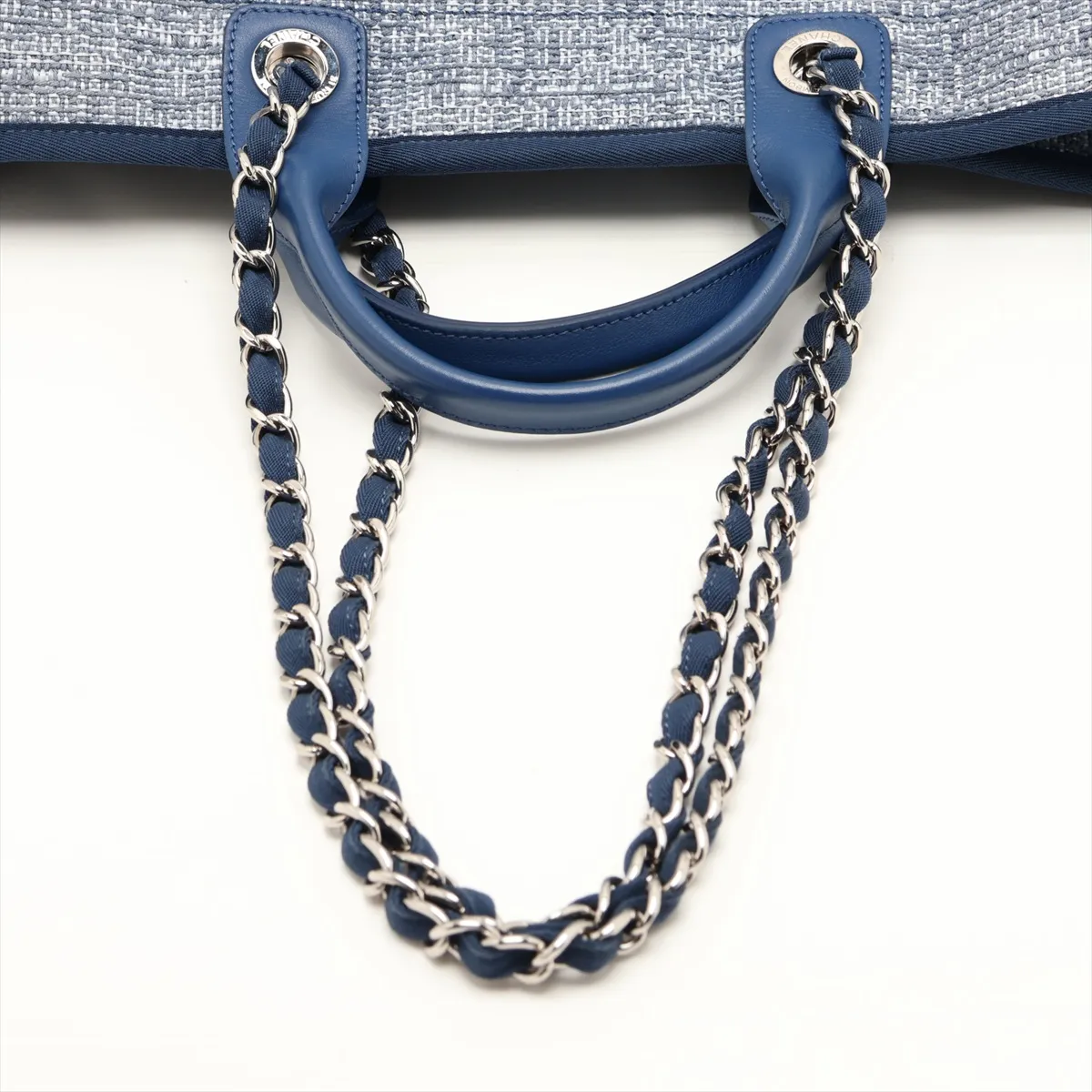 Deauville GM Tweed x Lambskin 2-Way Tote Bag, Blue, Silver Hardware, 25034484, Serial Number 25 — view 5