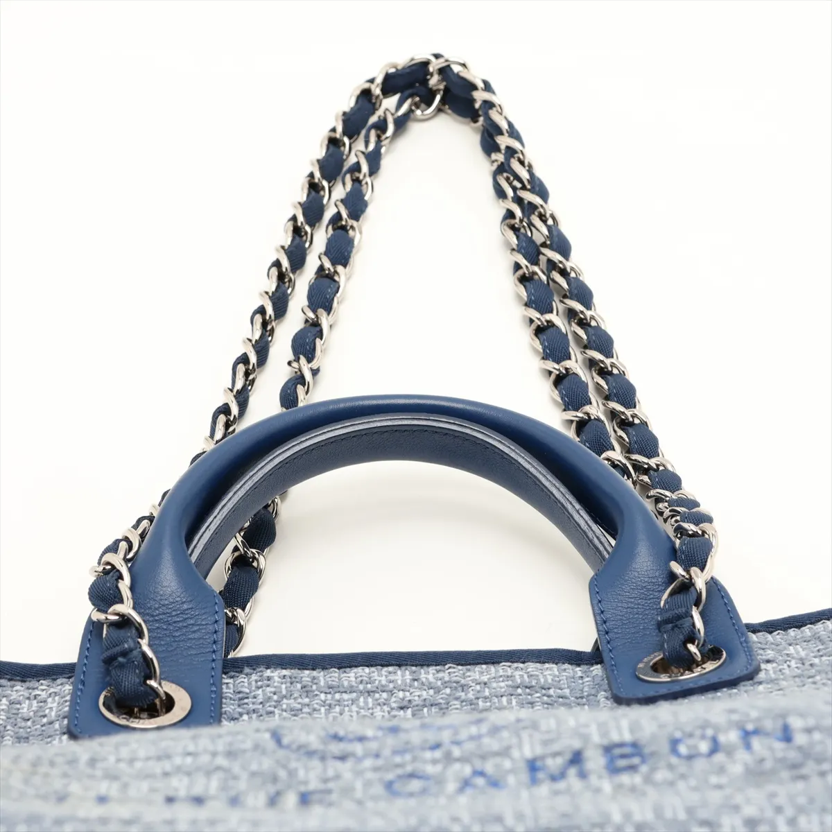 Deauville GM Tweed x Lambskin 2-Way Tote Bag, Blue, Silver Hardware, 25034484, Serial Number 25 — view 6