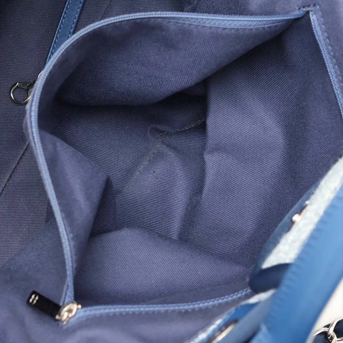 Deauville GM Tweed x Lambskin 2-Way Tote Bag, Blue, Silver Hardware, 25034484, Serial Number 25 — view 8