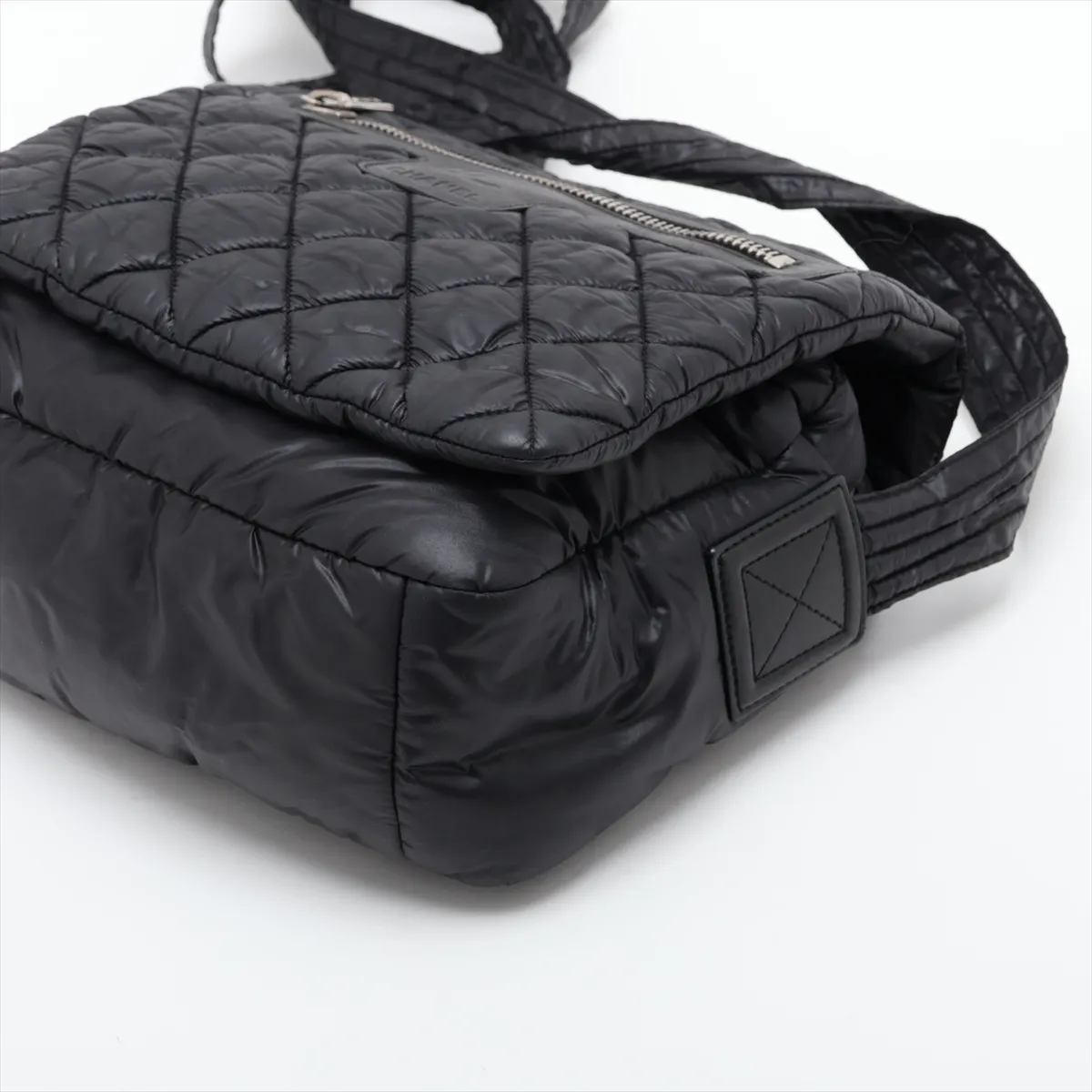 Coco Cocoon Nylon x Leather Shoulder Bag, Black with Silver Hardware, 13595002, Serial Number 13 — view 3